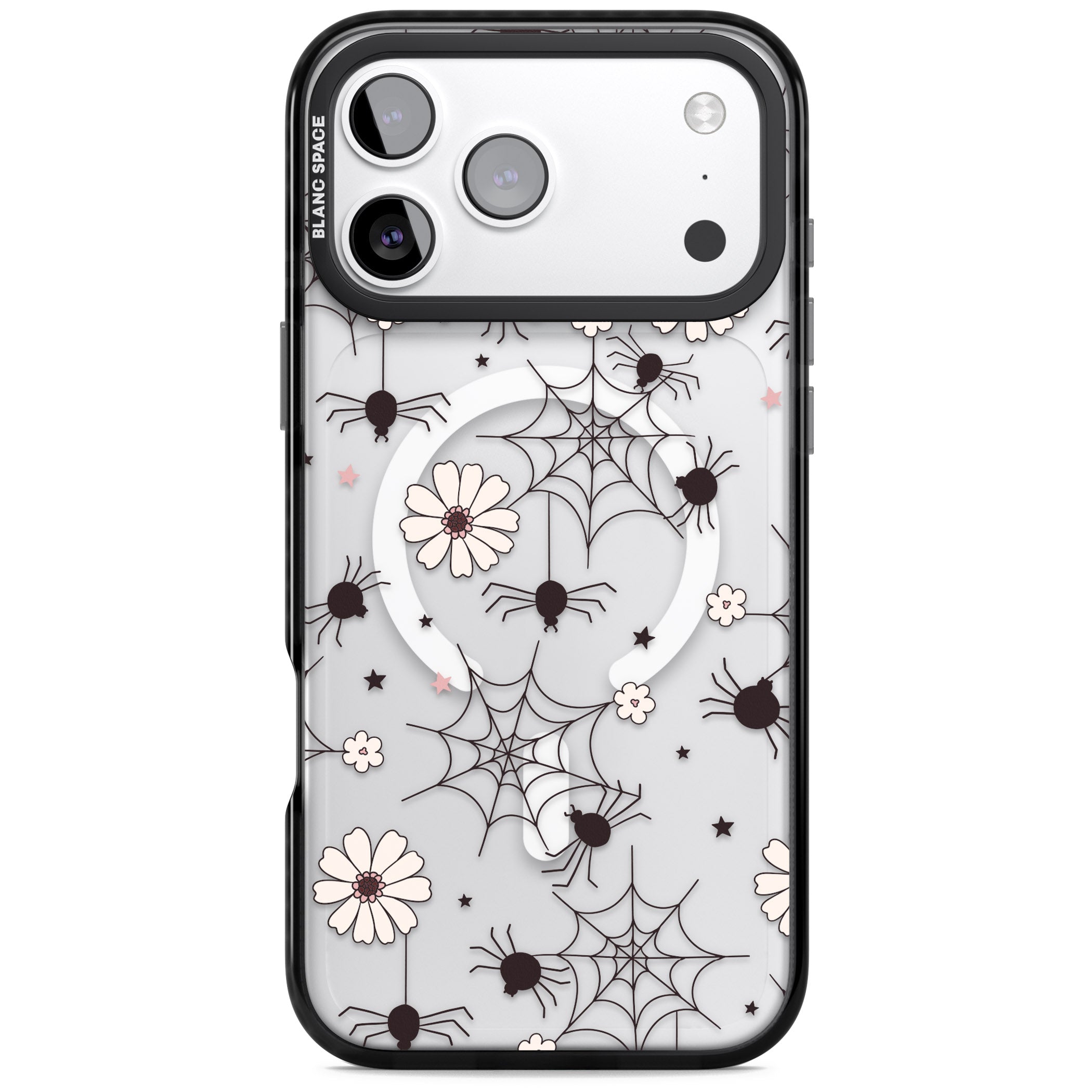 Spiders And Flowers Pattern iPhone 17 Pro Max Impact Pro Black Phone Case