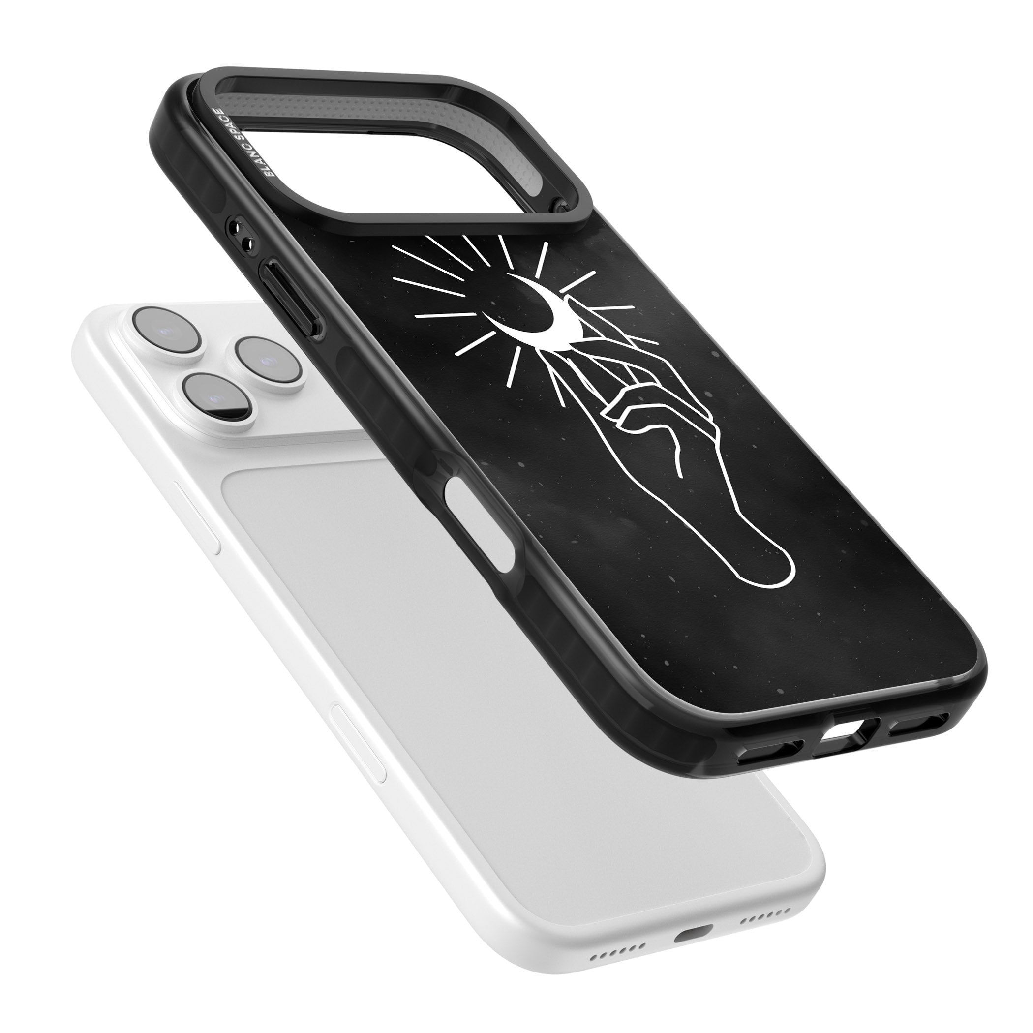 Hand Holding Celestial Moon iPhone 17 Pro Max Impact Pro Black Phone Case Colours