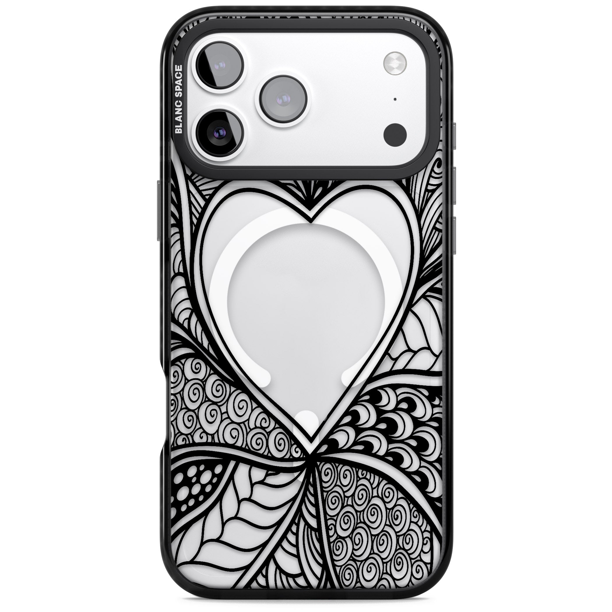 Black Henna Heart iPhone 17 Pro Max Impact Pro Black Phone Case