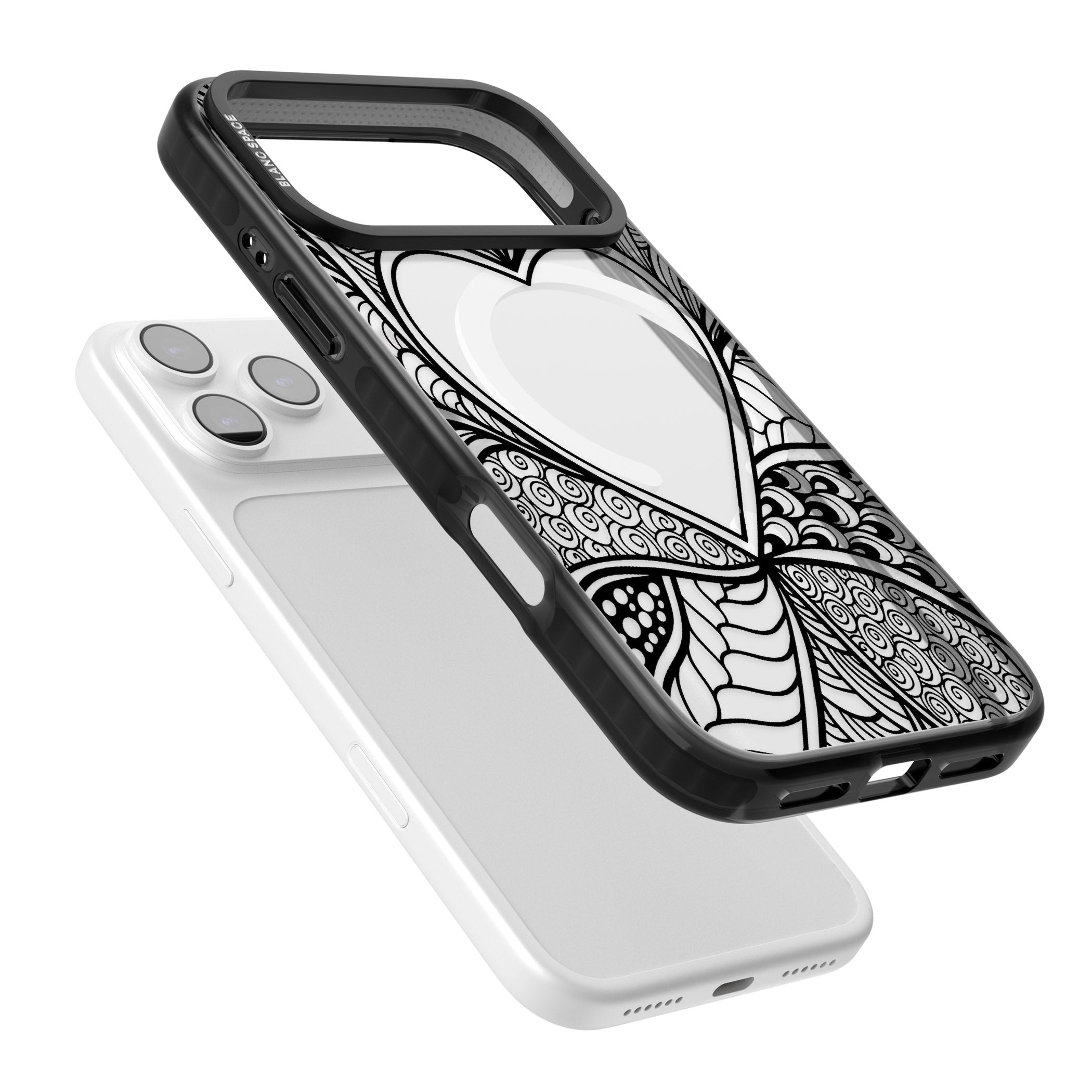 Black Henna Heart iPhone 17 Pro Max Impact Pro Black Phone Case Colours