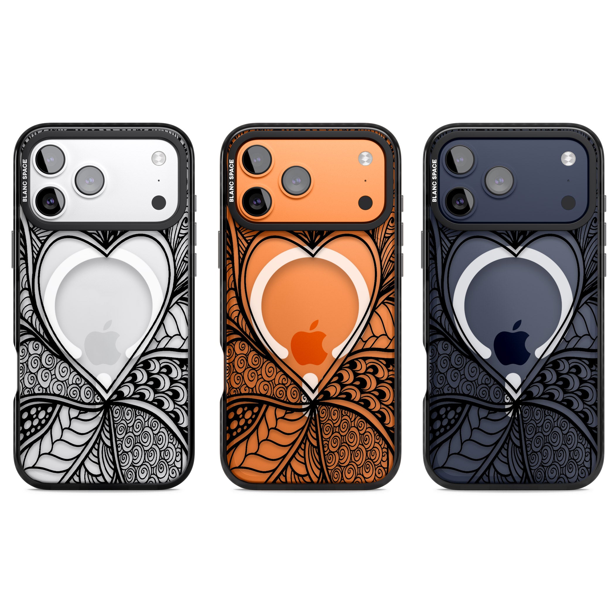 Black Henna Heart iPhone 17 Pro Impact Pro Black Phone Case APT Impact Protection