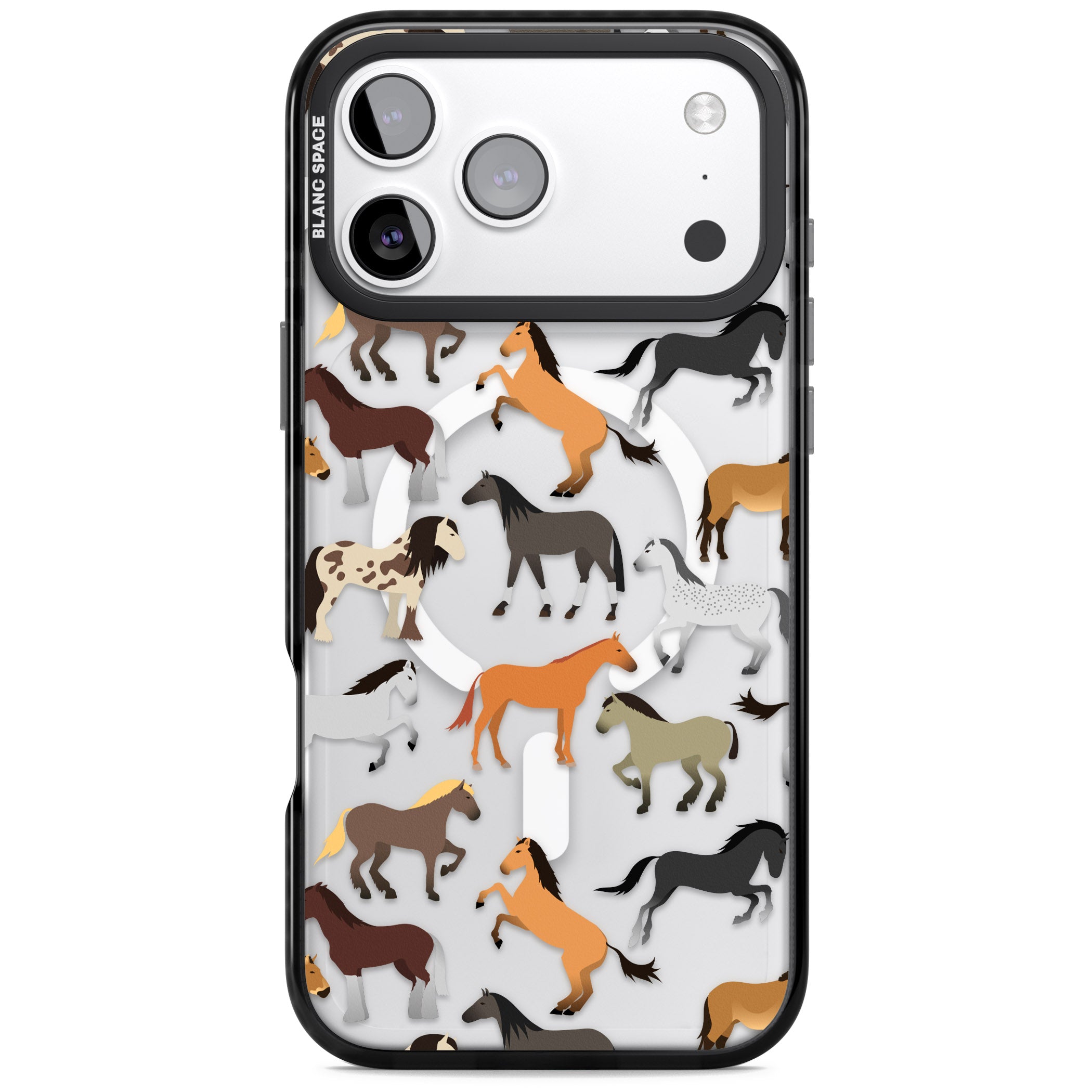 Horse Pattern iPhone 17 Pro Max Impact Pro Black Phone Case