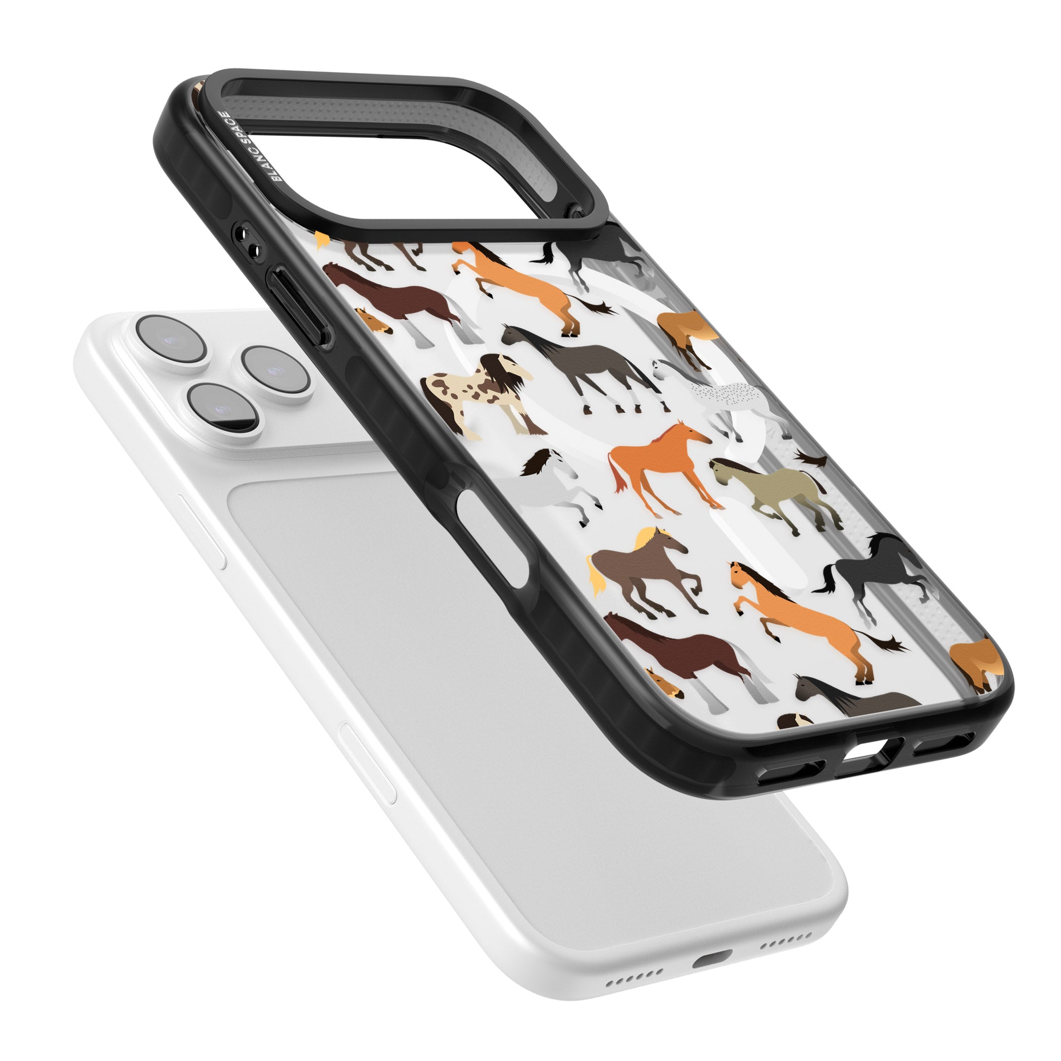 Horse Pattern iPhone 17 Pro Max Impact Pro Black Phone Case Colours