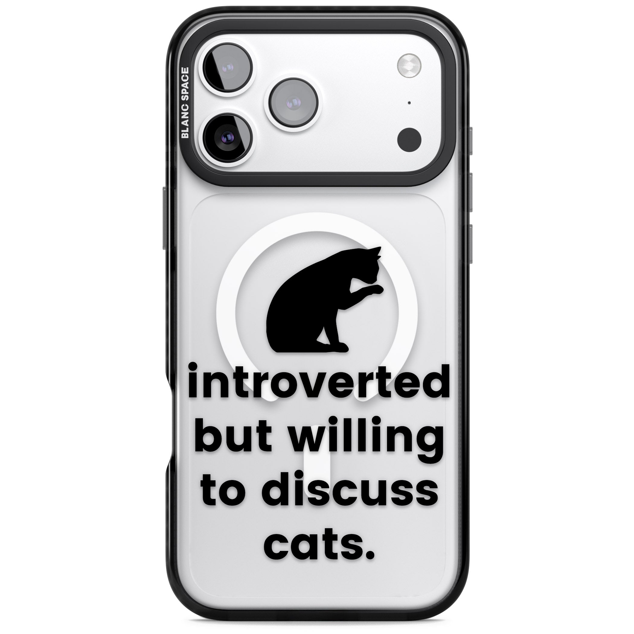 Introverted But Willing To Discuss Cats iPhone 17 Pro Max Impact Pro Black Phone Case