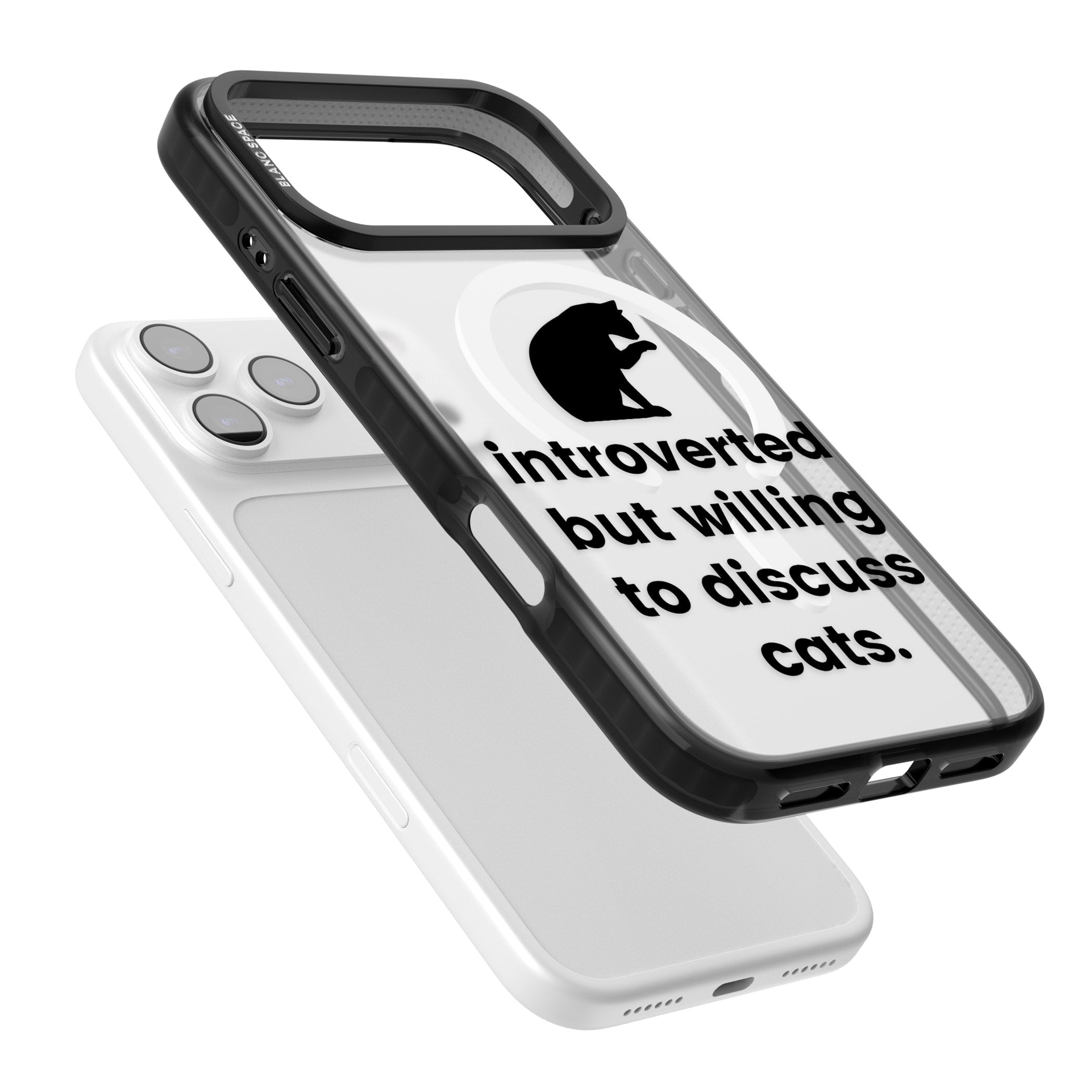 Introverted But Willing To Discuss Cats iPhone 17 Pro Max Impact Pro Black Phone Case Colours