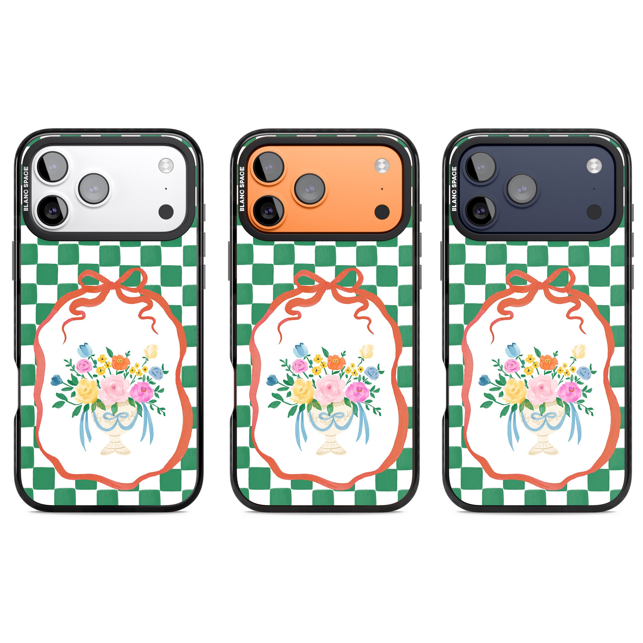 Green Checked Bouquet iPhone 17 Pro Impact Pro Black Phone Case APT Impact Protection