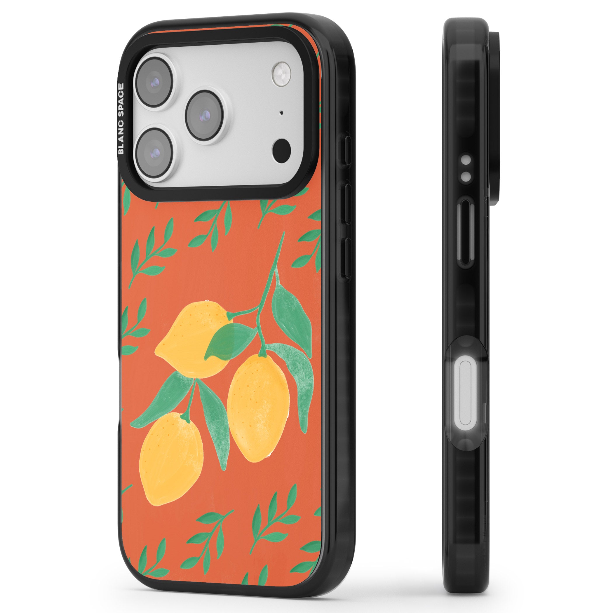 Tuscan Lemons iPhone 17 Pro Max Impact Pro Black Phone Case Side Profile