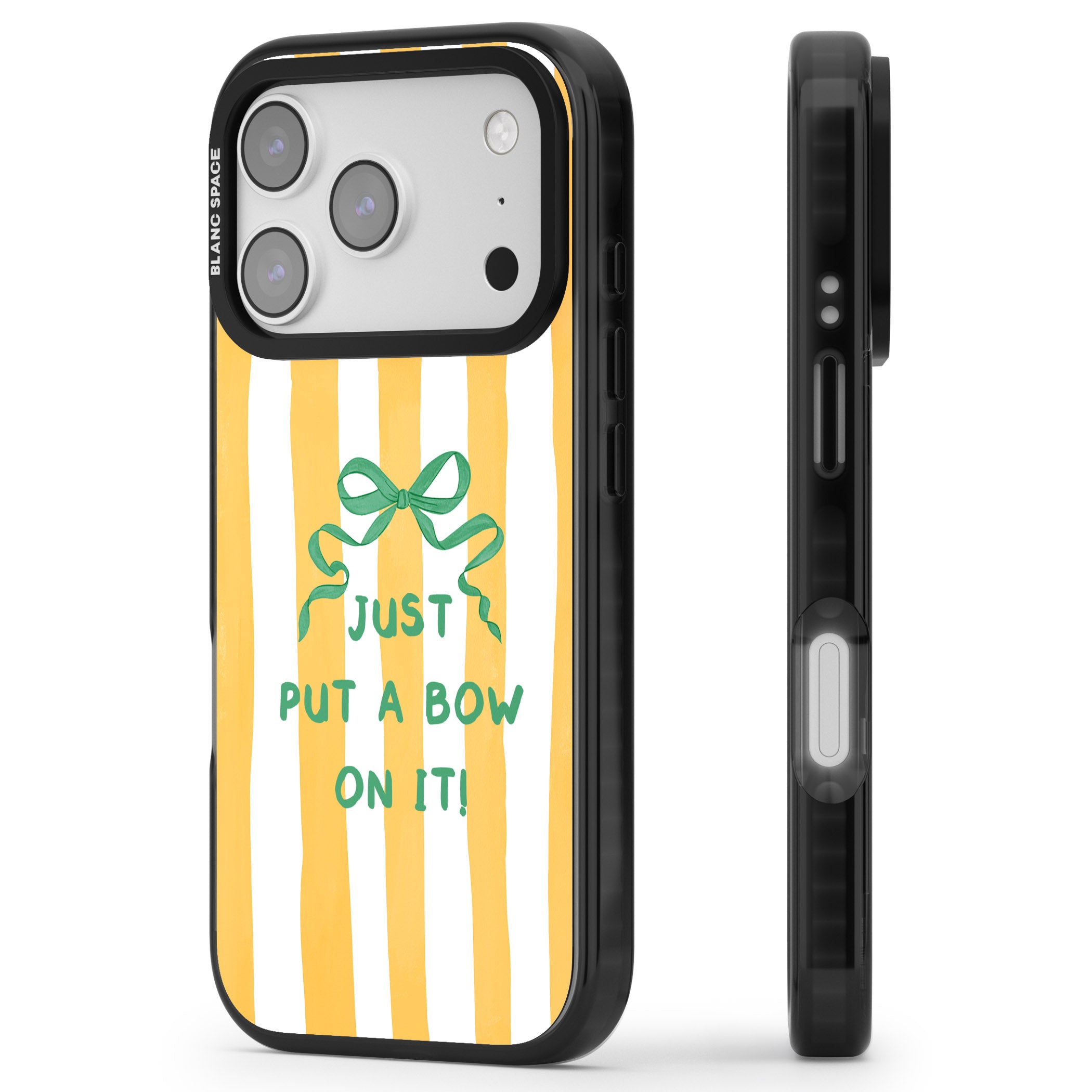 Just Put a Bow On It iPhone 17 Pro Max Impact Pro Black Phone Case Side Profile