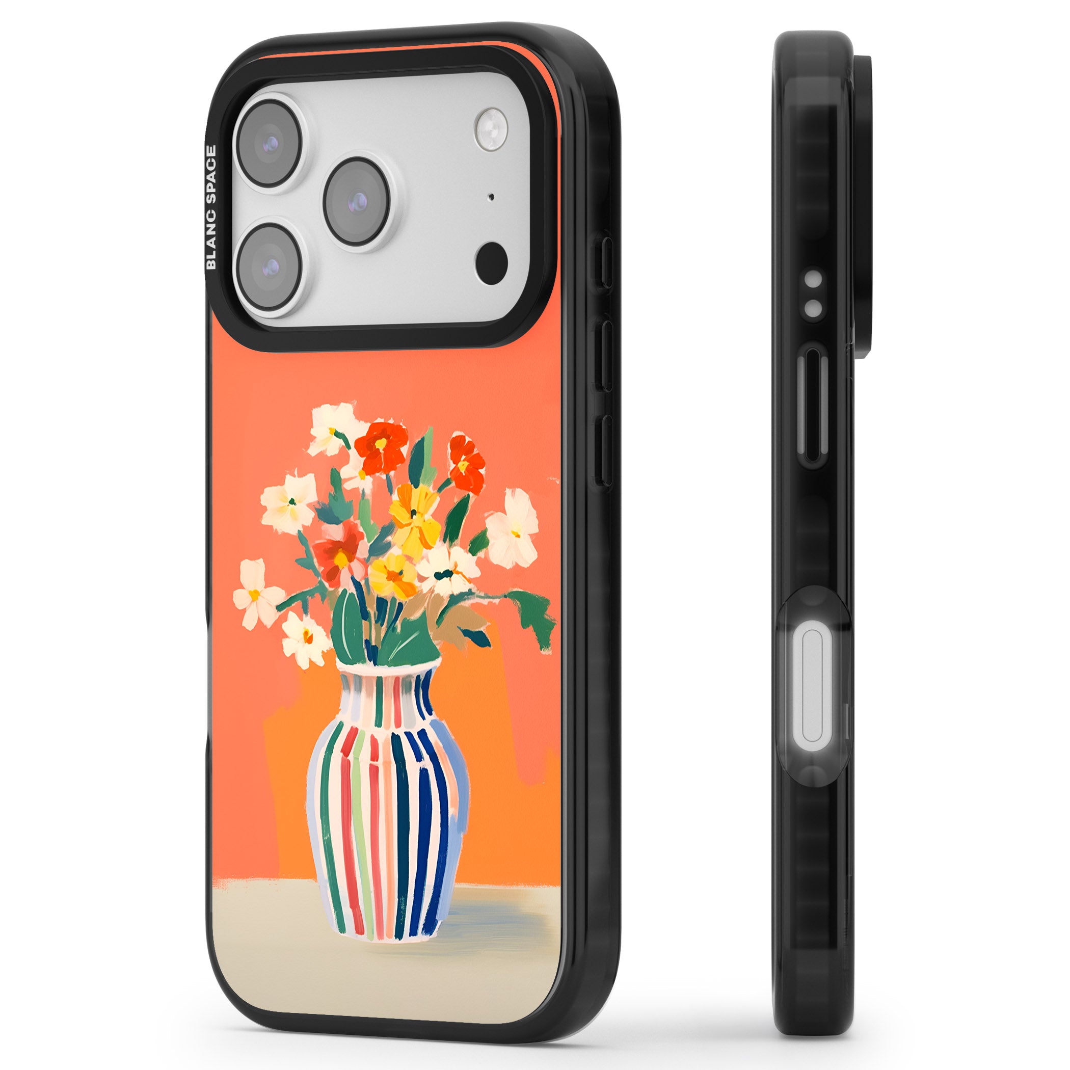 Coral Flower Vase iPhone 17 Pro Max Impact Pro Black Phone Case Side Profile