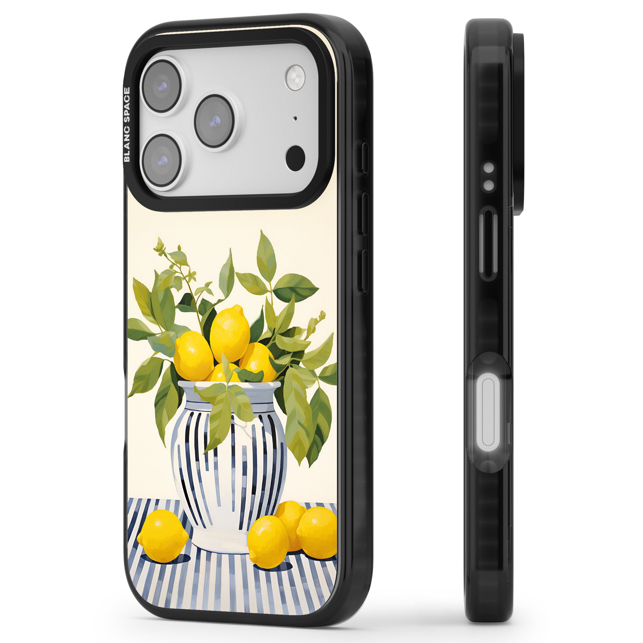 Lemon Plant Vase iPhone 17 Pro Max Impact Pro Black Phone Case Side Profile