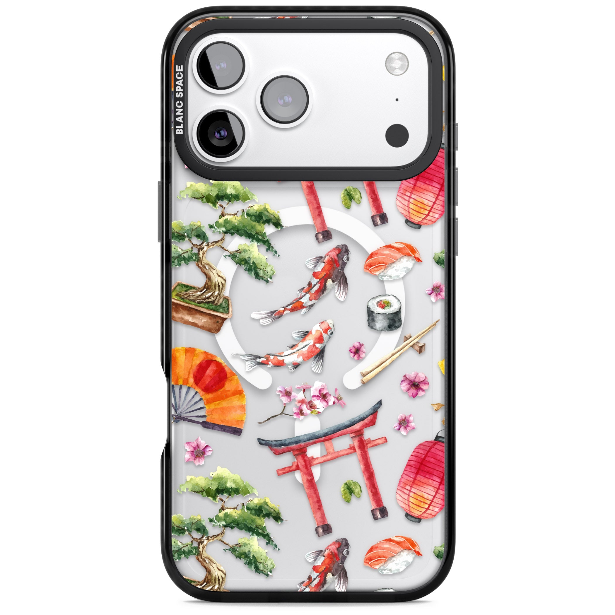 Japanese Watercolor iPhone 17 Pro Max Impact Pro Black Phone Case