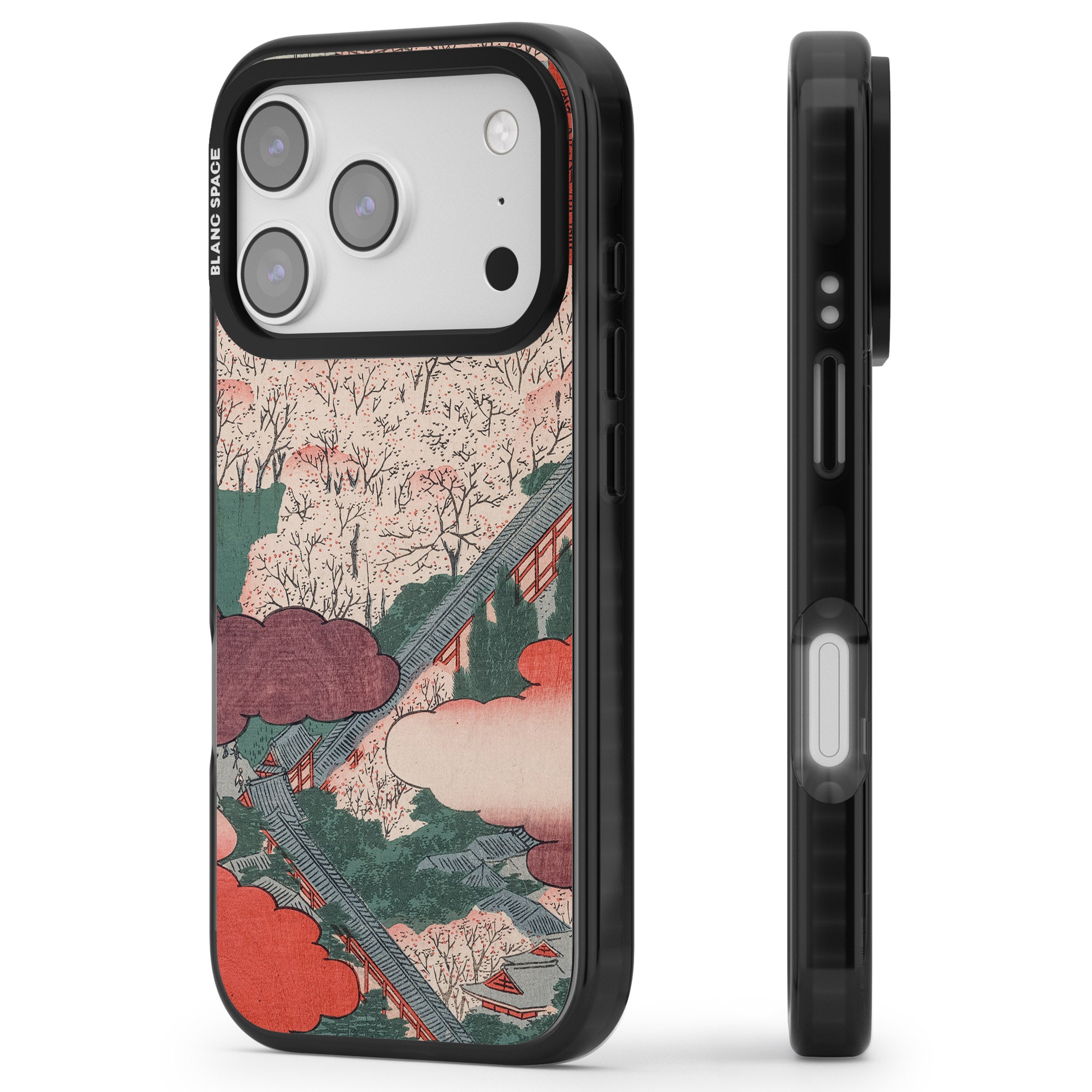 Vintage Japanese Illustrations Japanese City iPhone 17 Pro Max Impact Pro Black Phone Case Side Profile