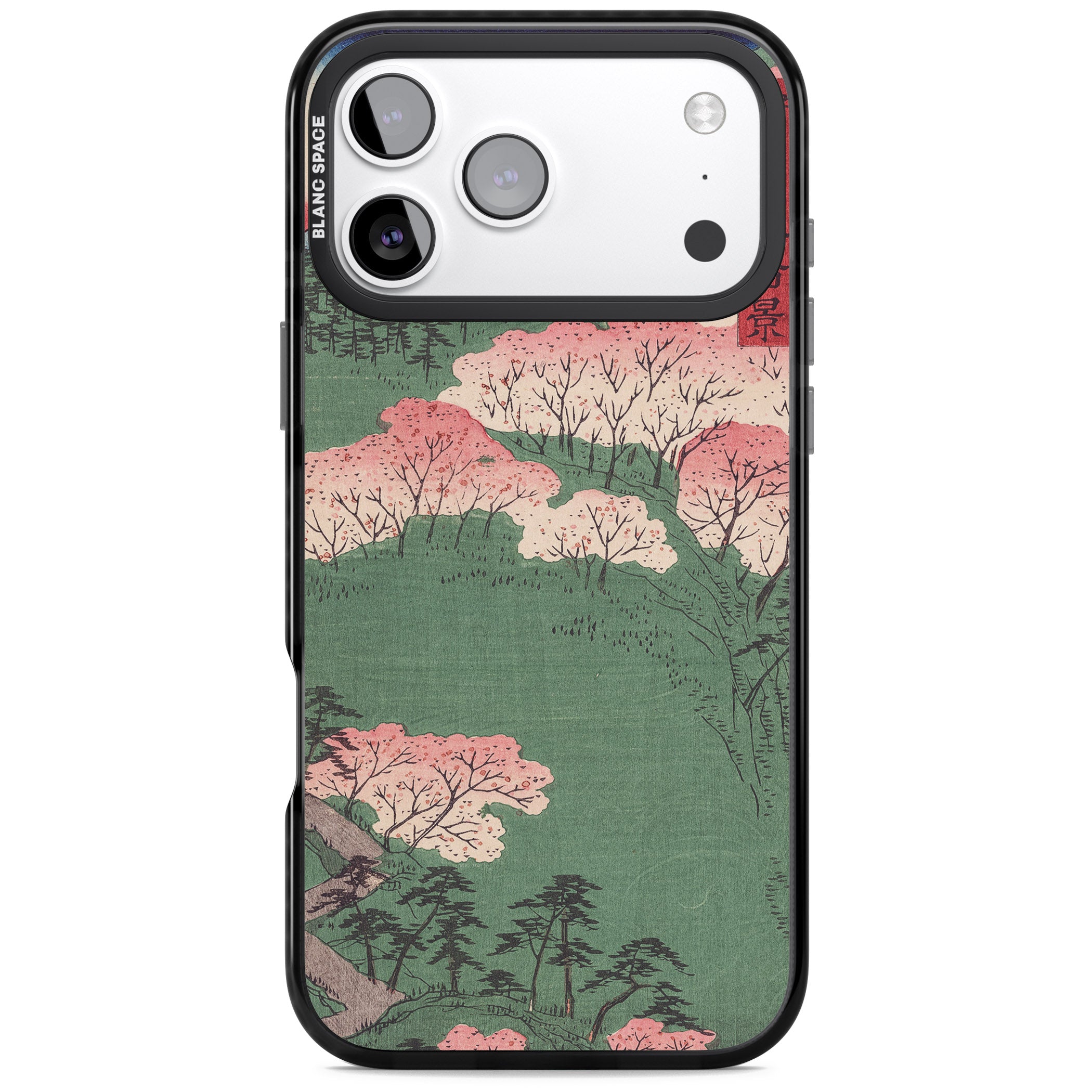 Japanese Illustration Cherry Blossom Forest iPhone 17 Pro Max Impact Pro Black Phone Case