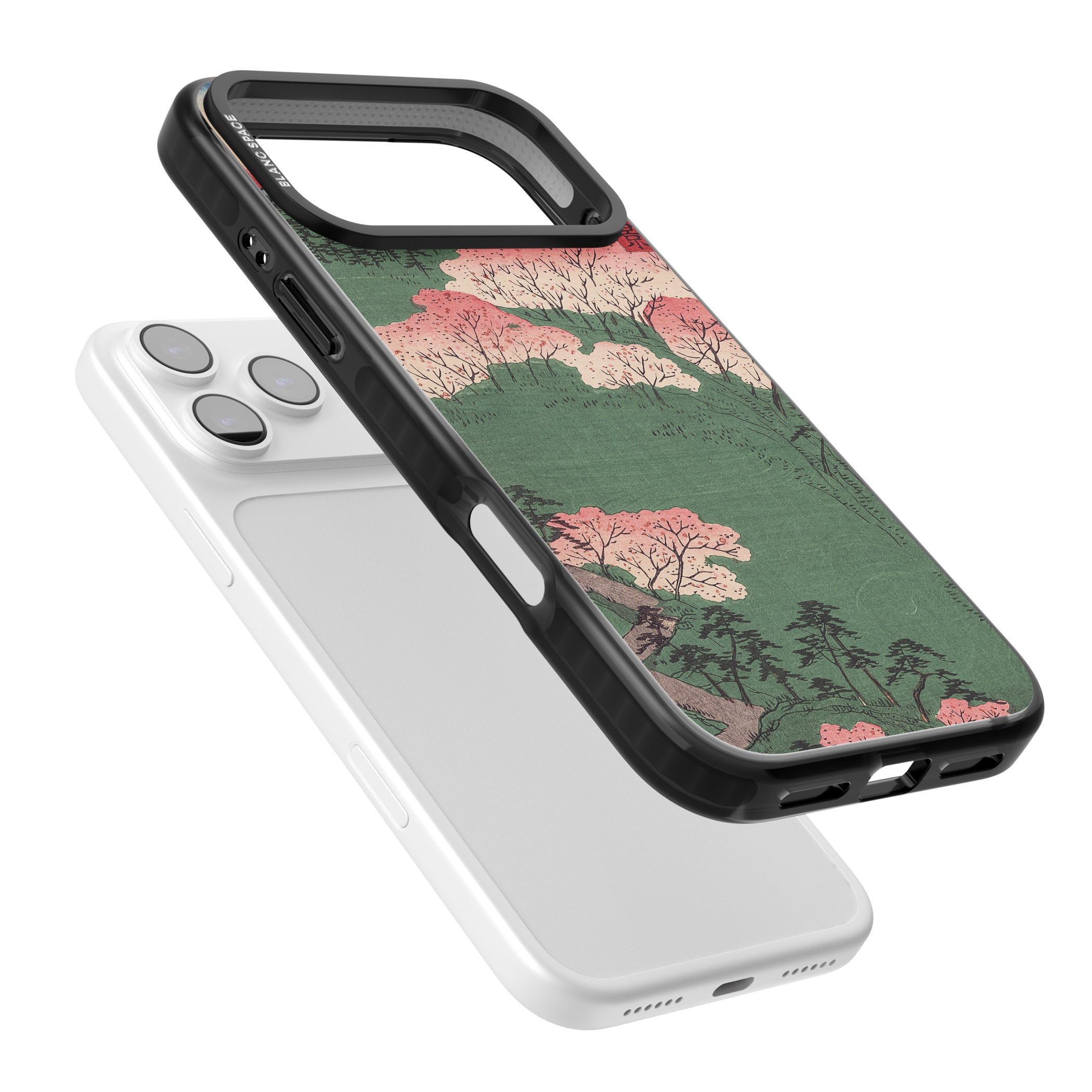 Japanese Illustration Cherry Blossom Forest iPhone 17 Pro Max Impact Pro Black Phone Case Colours