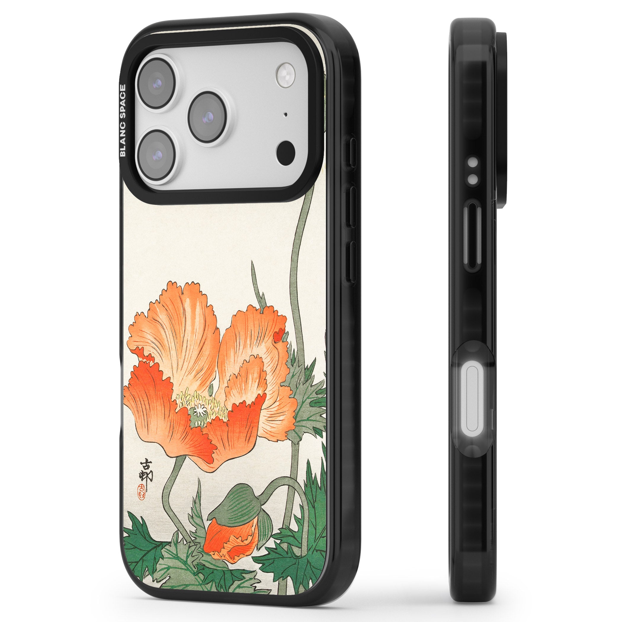 Birds And Plants By Ohara Koson iPhone 17 Pro Max Impact Pro Black Phone Case Side Profile