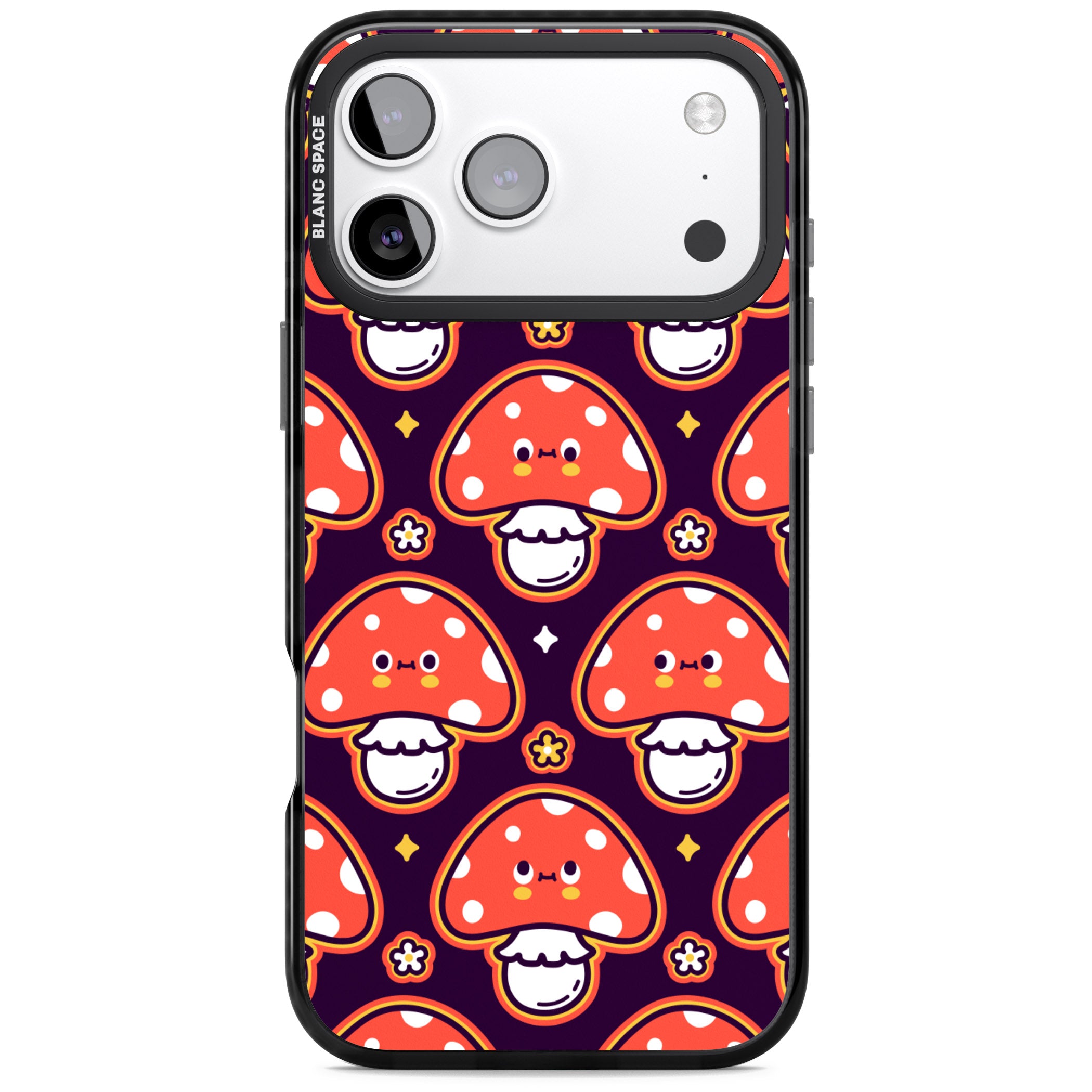 Mushroom Kawaii Pattern iPhone 17 Pro Max Impact Pro Black Phone Case