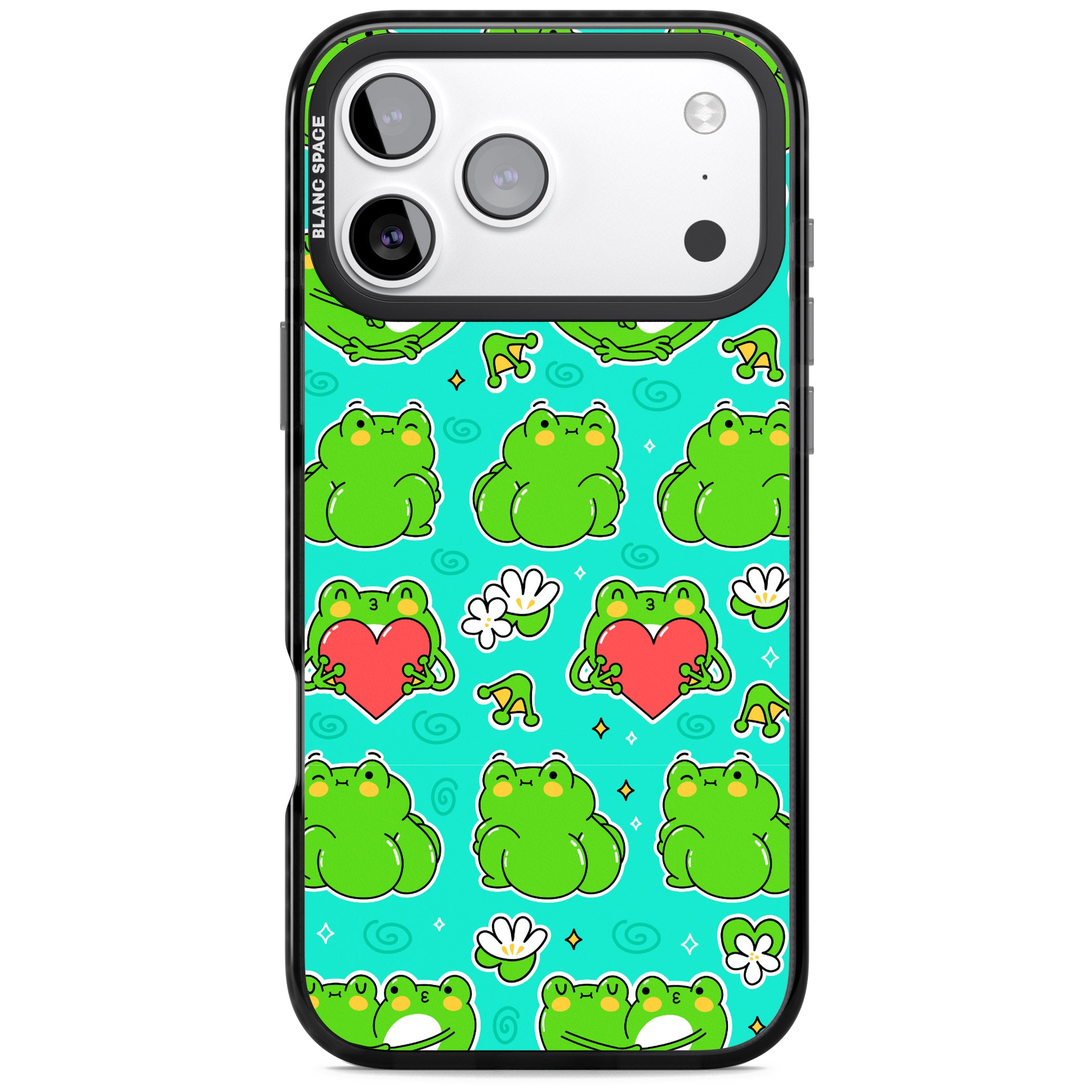 Frog Booty Kawaii Pattern iPhone 17 Pro Max Impact Pro Black Phone Case