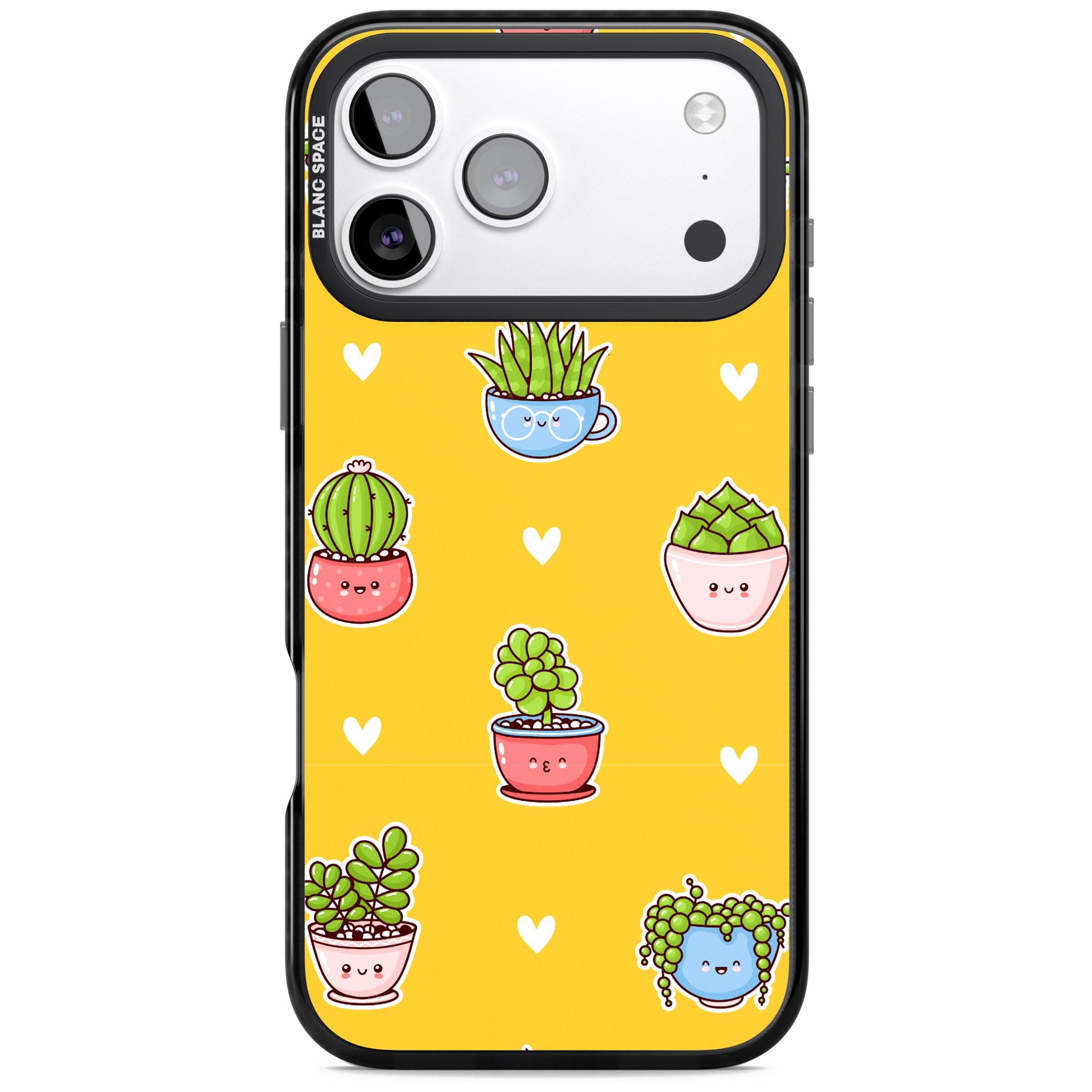 Plant Faces Kawaii Pattern iPhone 17 Pro Max Impact Pro Black Phone Case