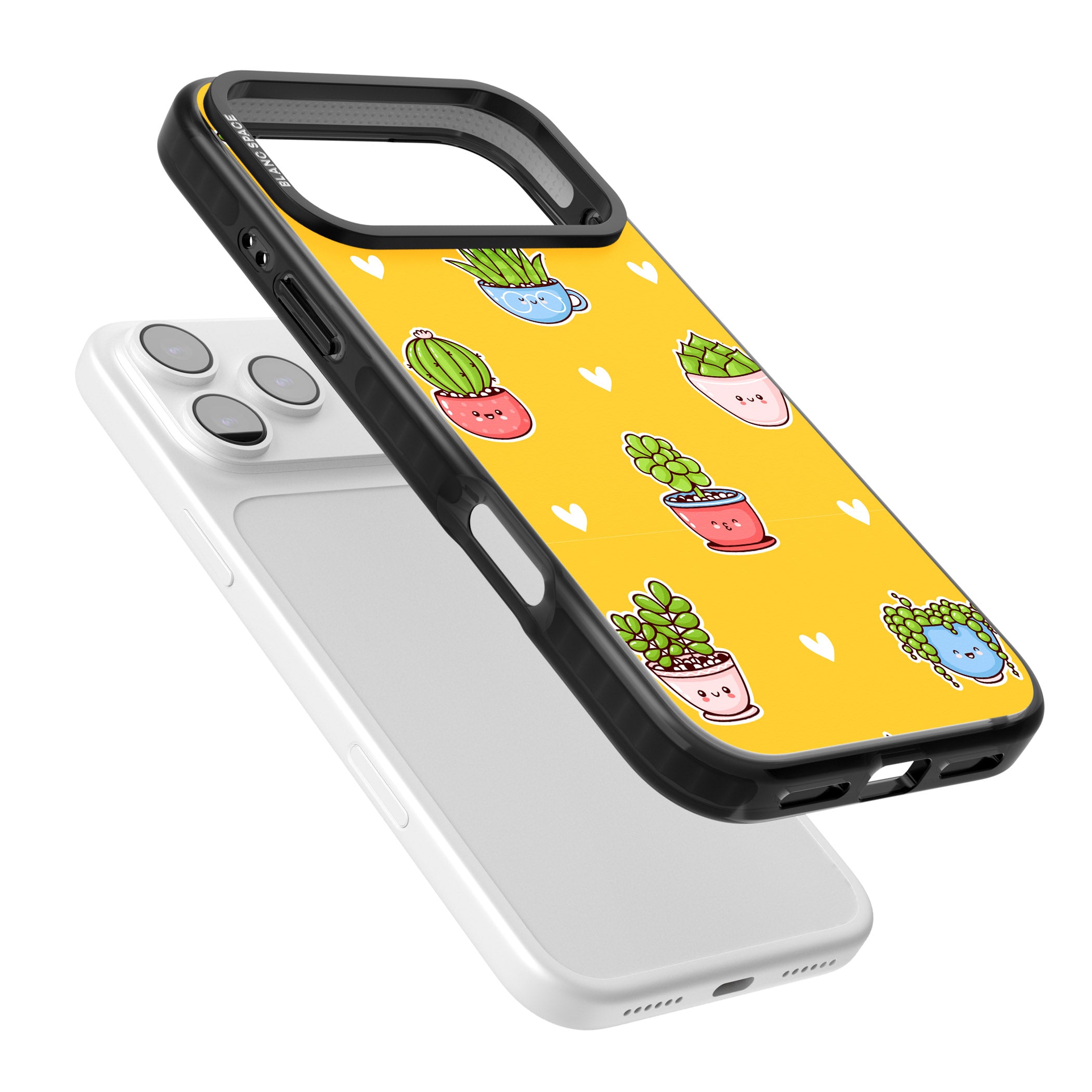 Plant Faces Kawaii Pattern iPhone 17 Pro Max Impact Pro Black Phone Case Colours