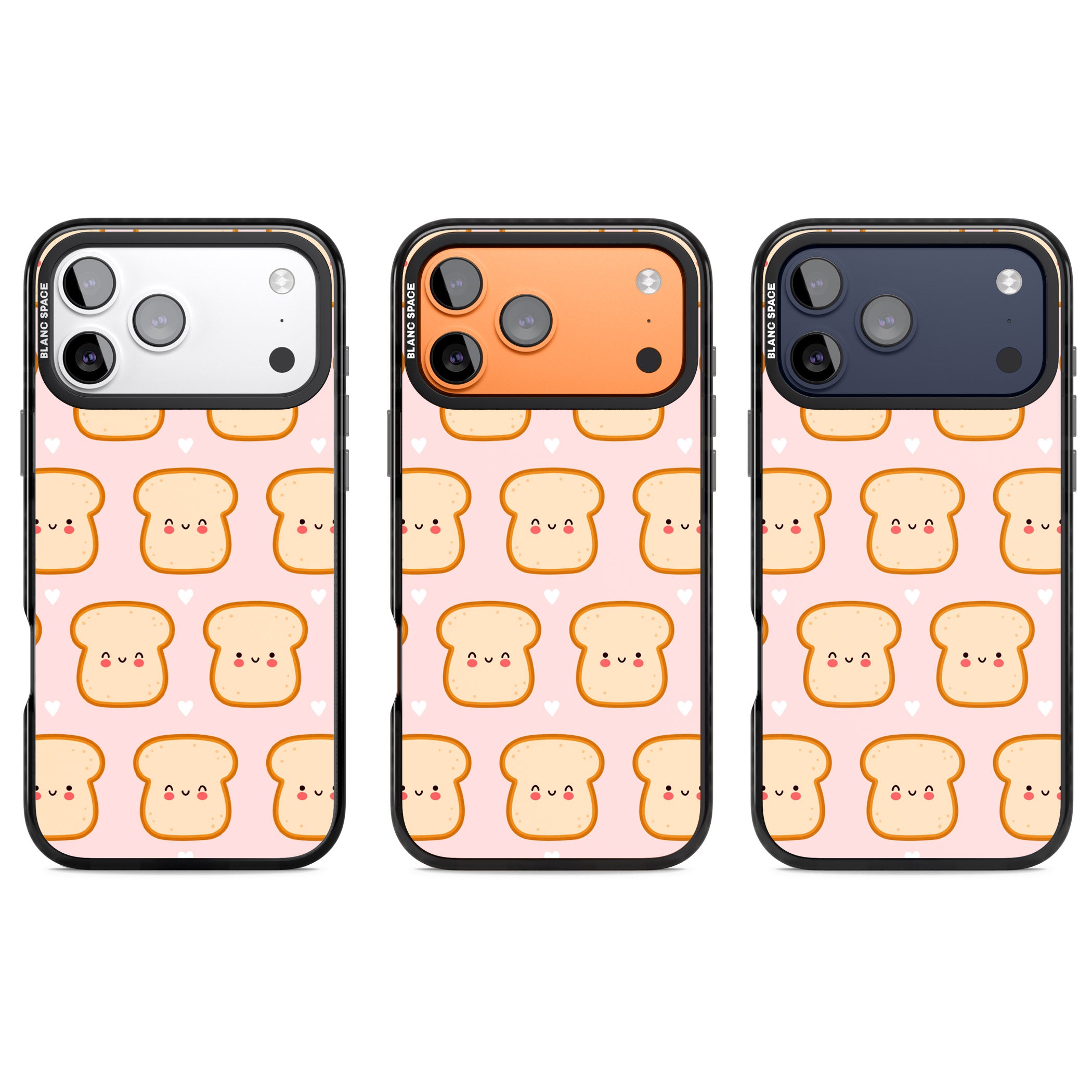 Bread Faces Kawaii Pattern iPhone 17 Pro Impact Pro Black Phone Case APT Impact Protection