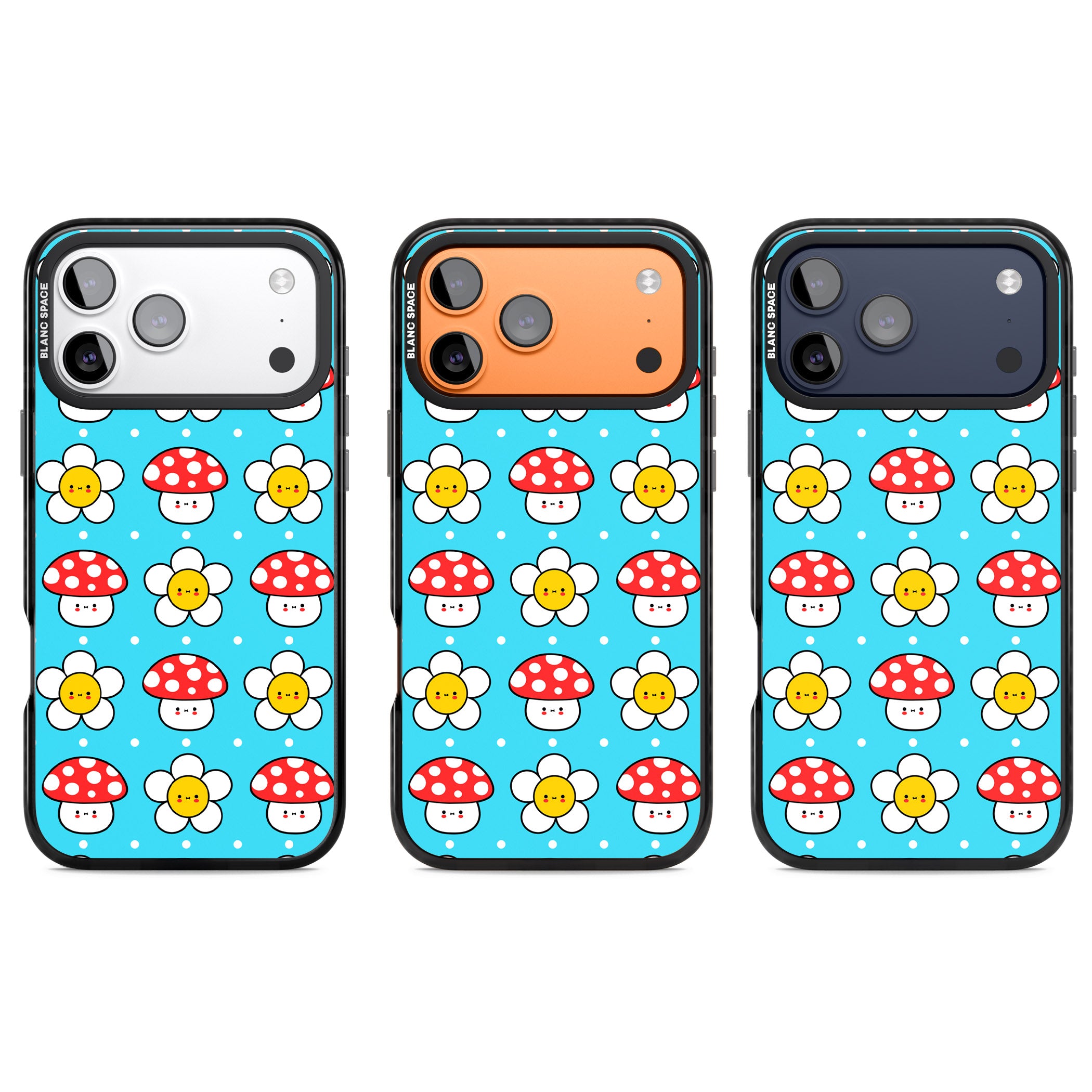 Shroom Bunnies Kawaii Pattern iPhone 17 Pro Impact Pro Black Phone Case APT Impact Protection