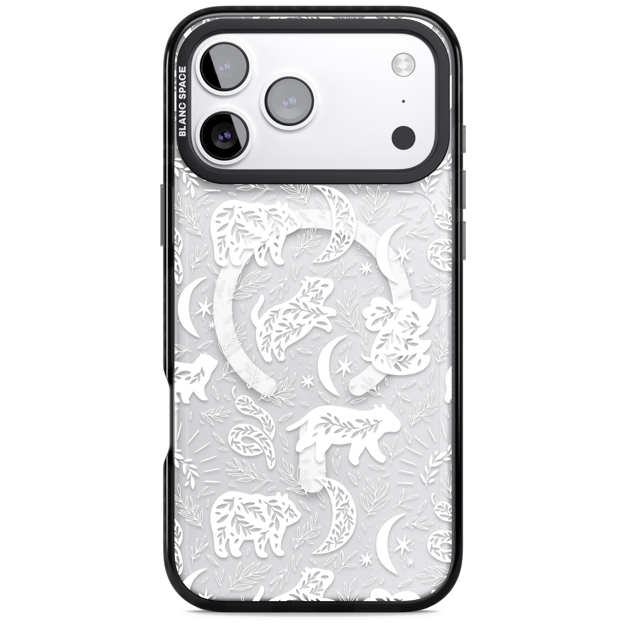 Forest Animal Silhouettes: White/Clear iPhone 17 Pro Max Impact Pro Black Phone Case