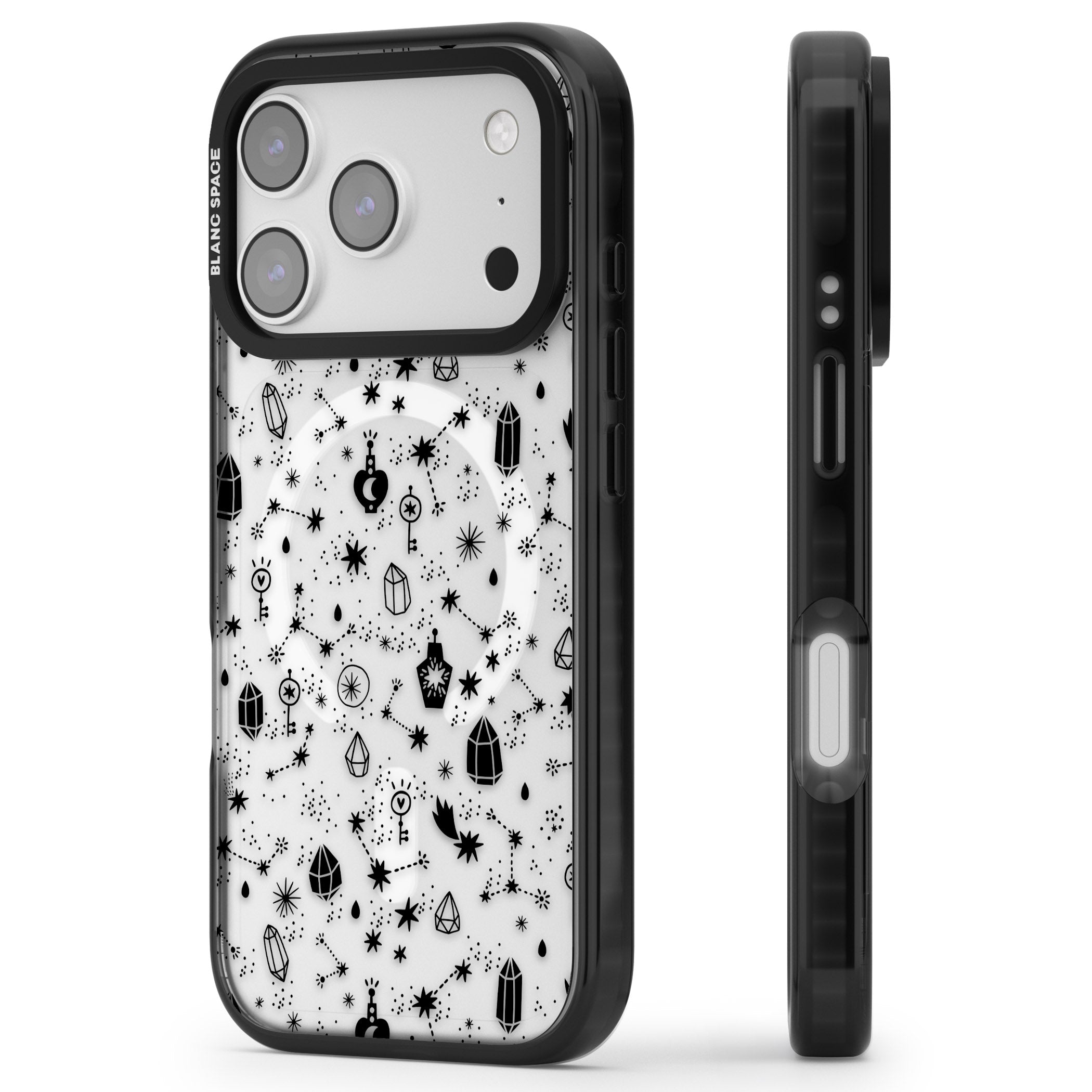 Black Cosmic Crystal iPhone 17 Pro Max Impact Pro Black Phone Case Side Profile