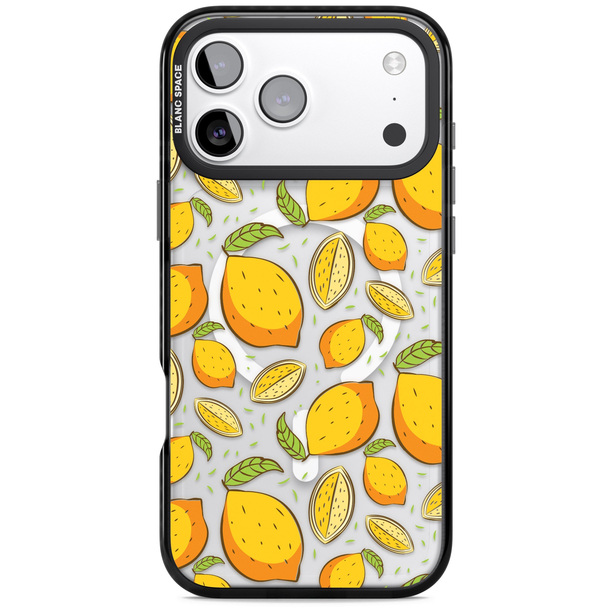 Lemon Pattern iPhone 17 Pro Max Impact Pro Black Phone Case