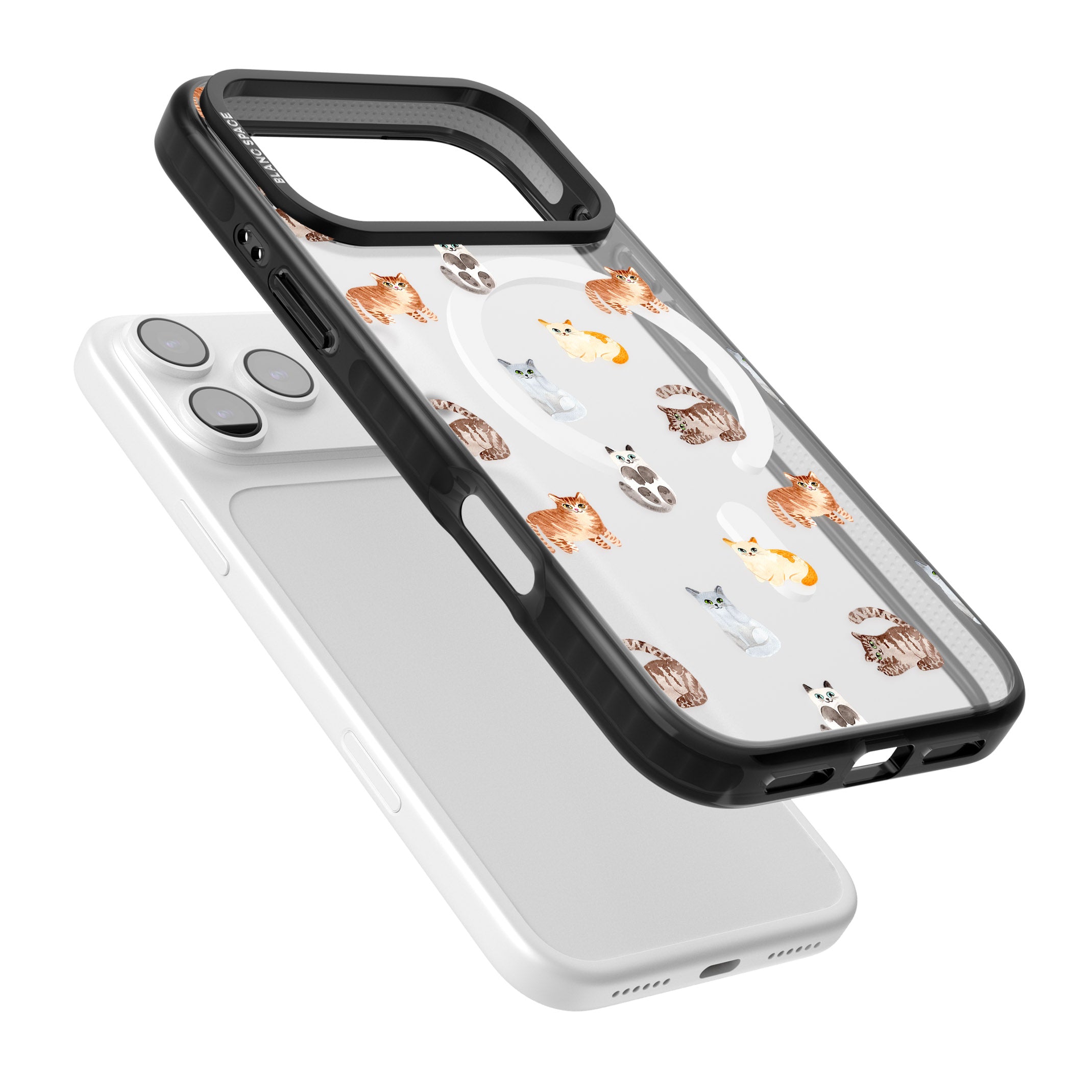 Cute Cat Pattern Classic iPhone 17 Pro Max Impact Pro Black Phone Case Colours