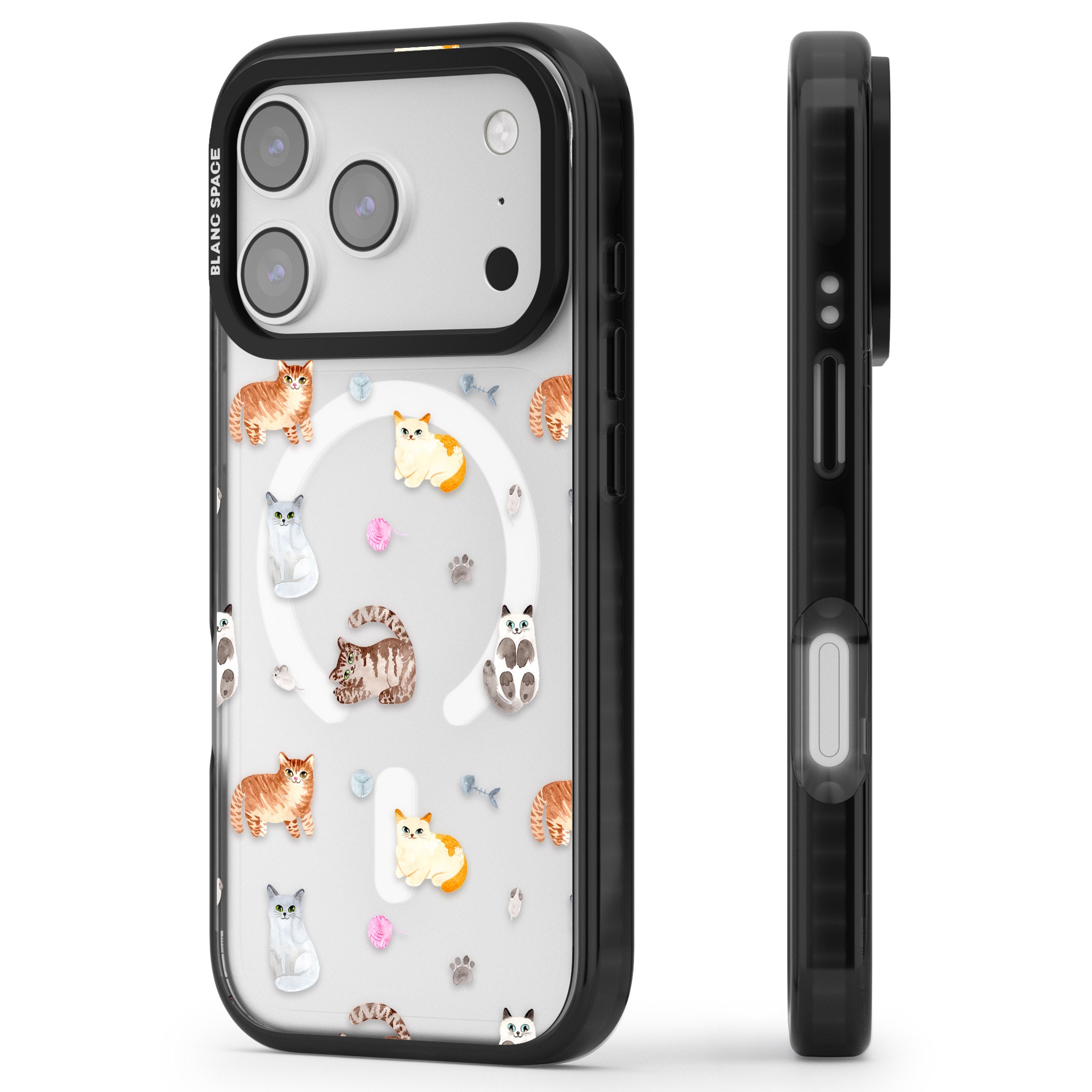 Playful Cats iPhone 17 Pro Max Impact Pro Black Phone Case Side Profile