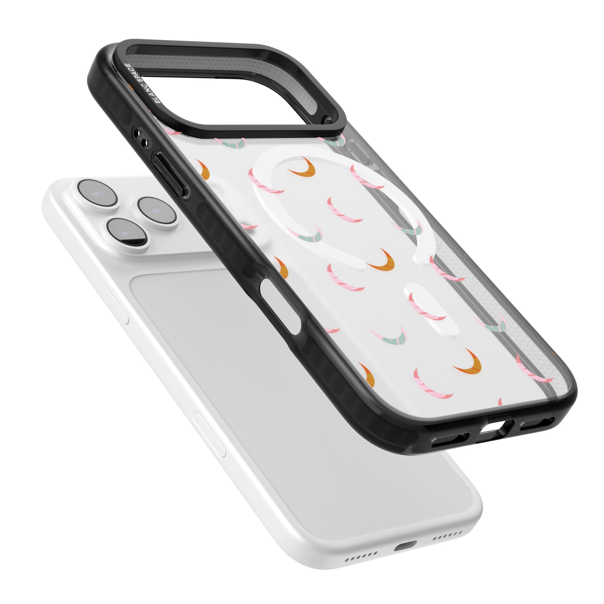 Colourful Crescent Moons iPhone 17 Pro Max Impact Pro Black Phone Case Colours