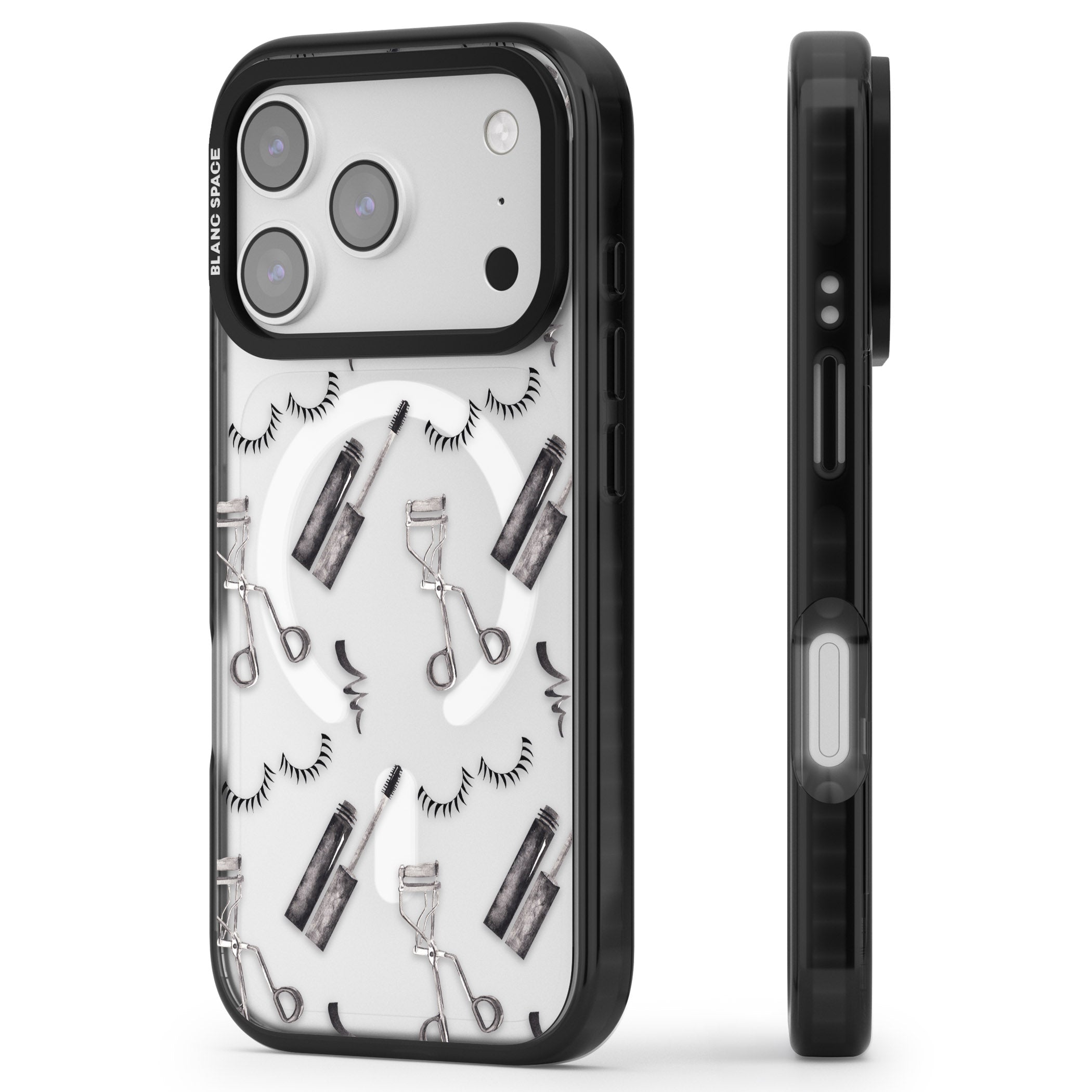 Eyelash Makeup Pattern iPhone 17 Pro Max Impact Pro Black Phone Case Side Profile
