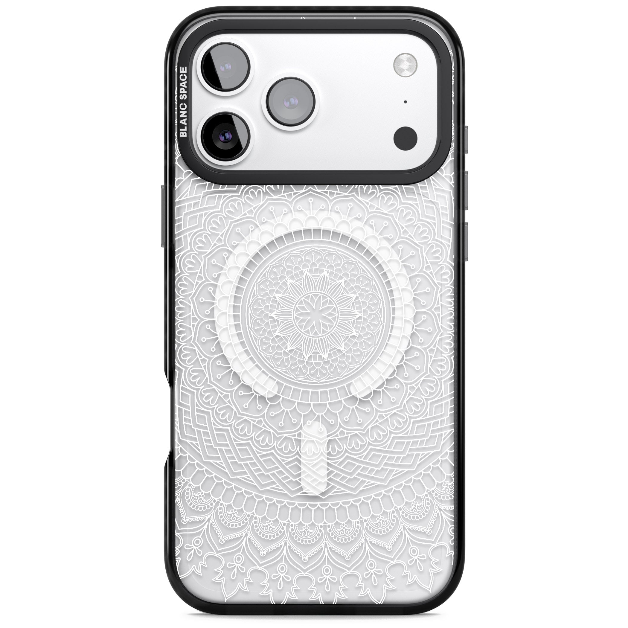 Intricate White Mandala iPhone 17 Pro Max Impact Pro Black Phone Case