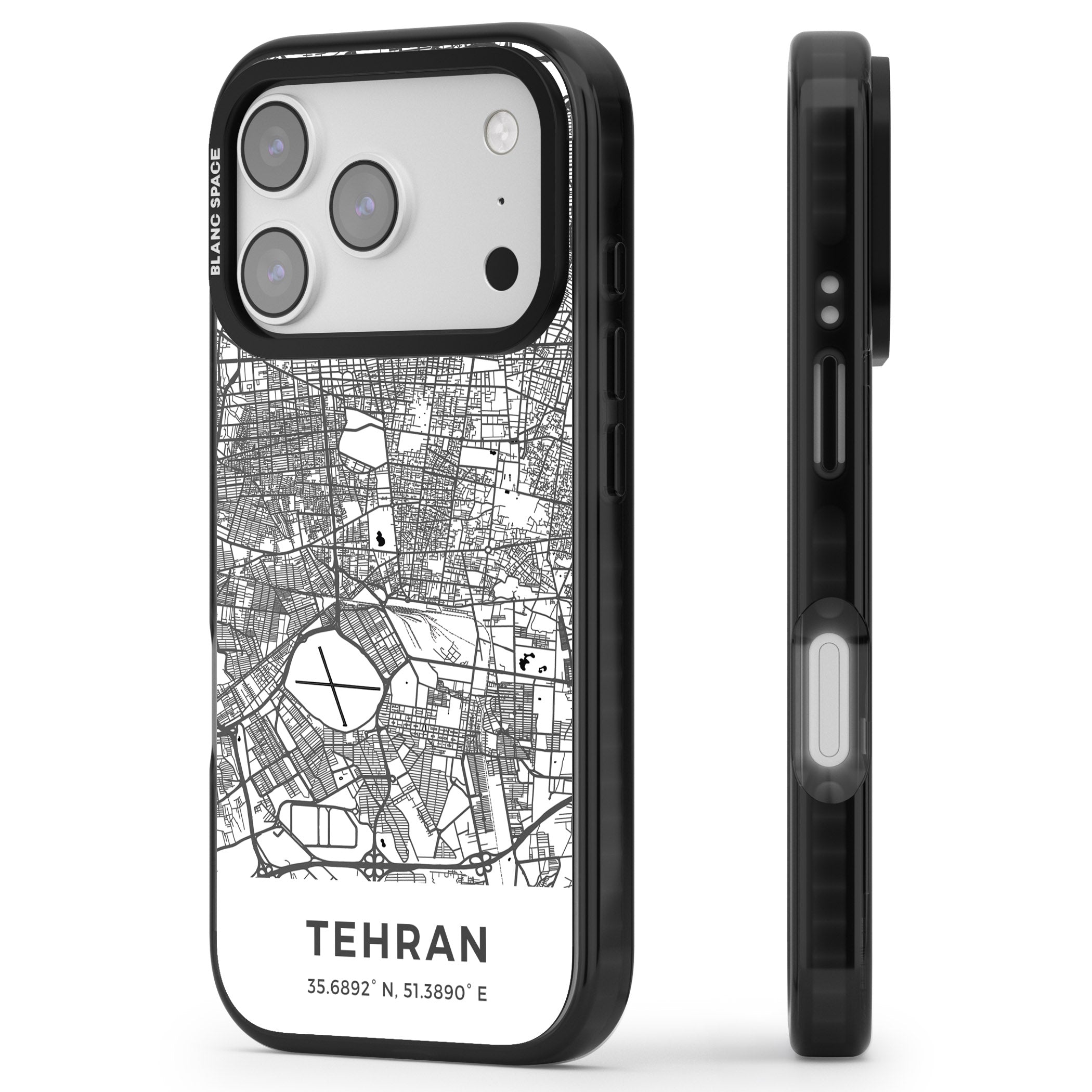 Tehran Map iPhone 17 Pro Max Impact Pro Black Phone Case Side Profile