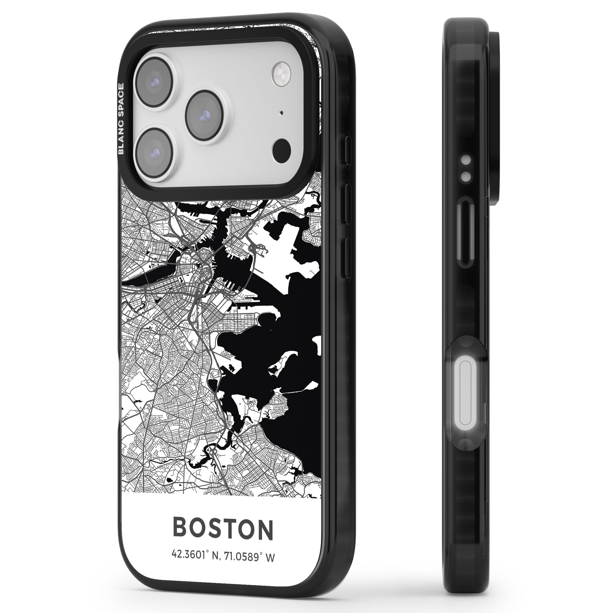 Boston Map iPhone 17 Pro Max Impact Pro Black Phone Case Side Profile
