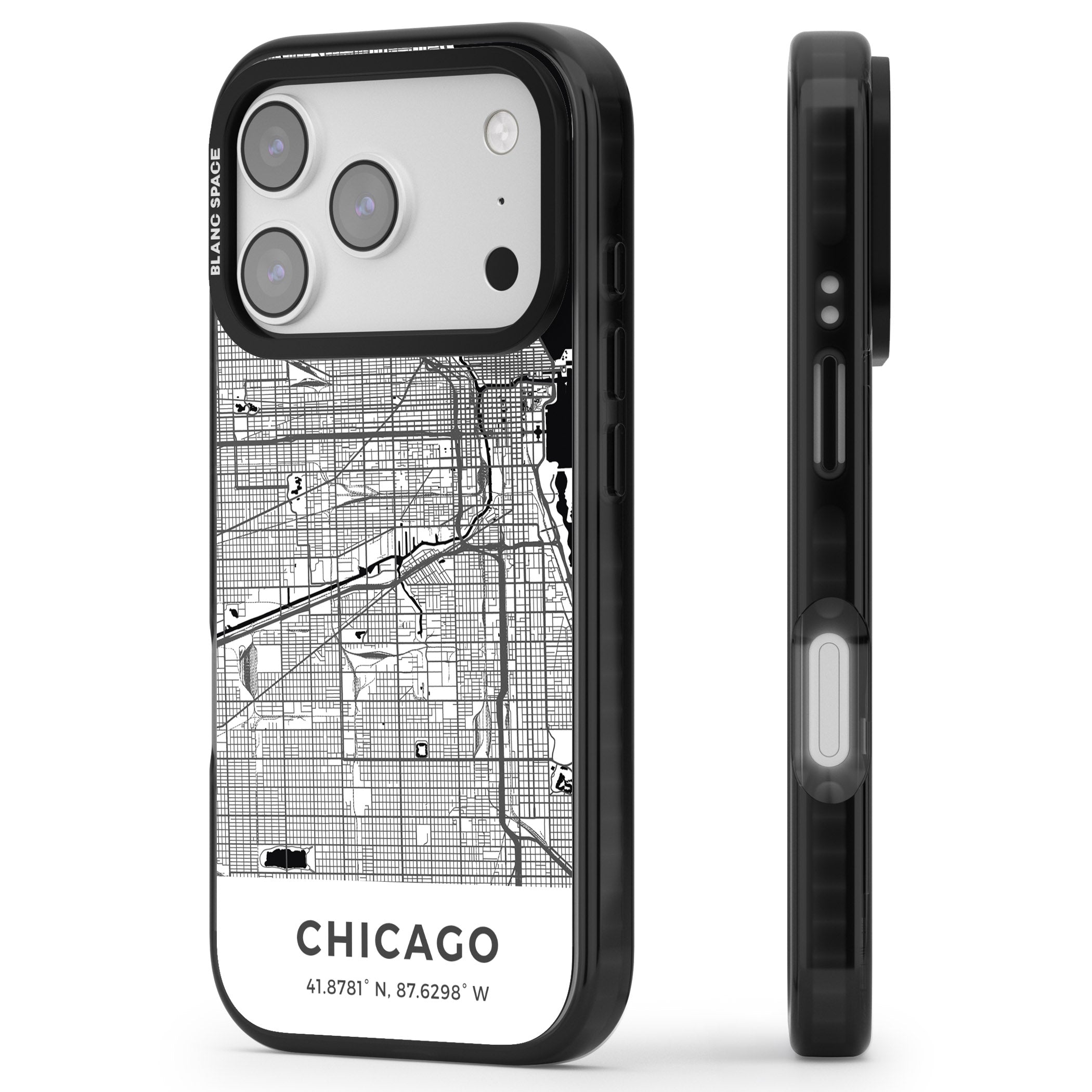 Chicago Map iPhone 17 Pro Max Impact Pro Black Phone Case Side Profile