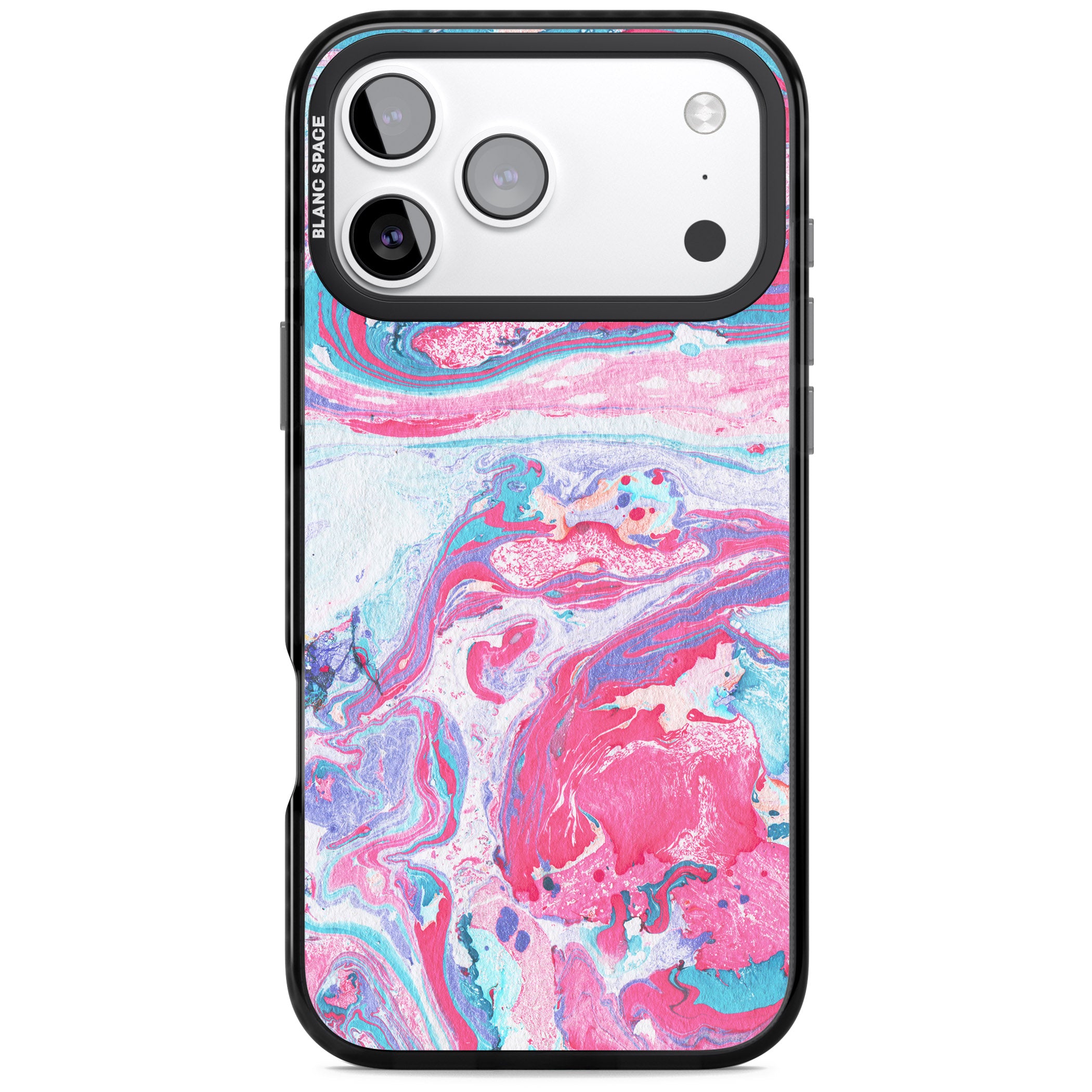 Pink, Blue & Purple Marbled Paper Pattern iPhone 17 Pro Impact Pro Black Phone Case