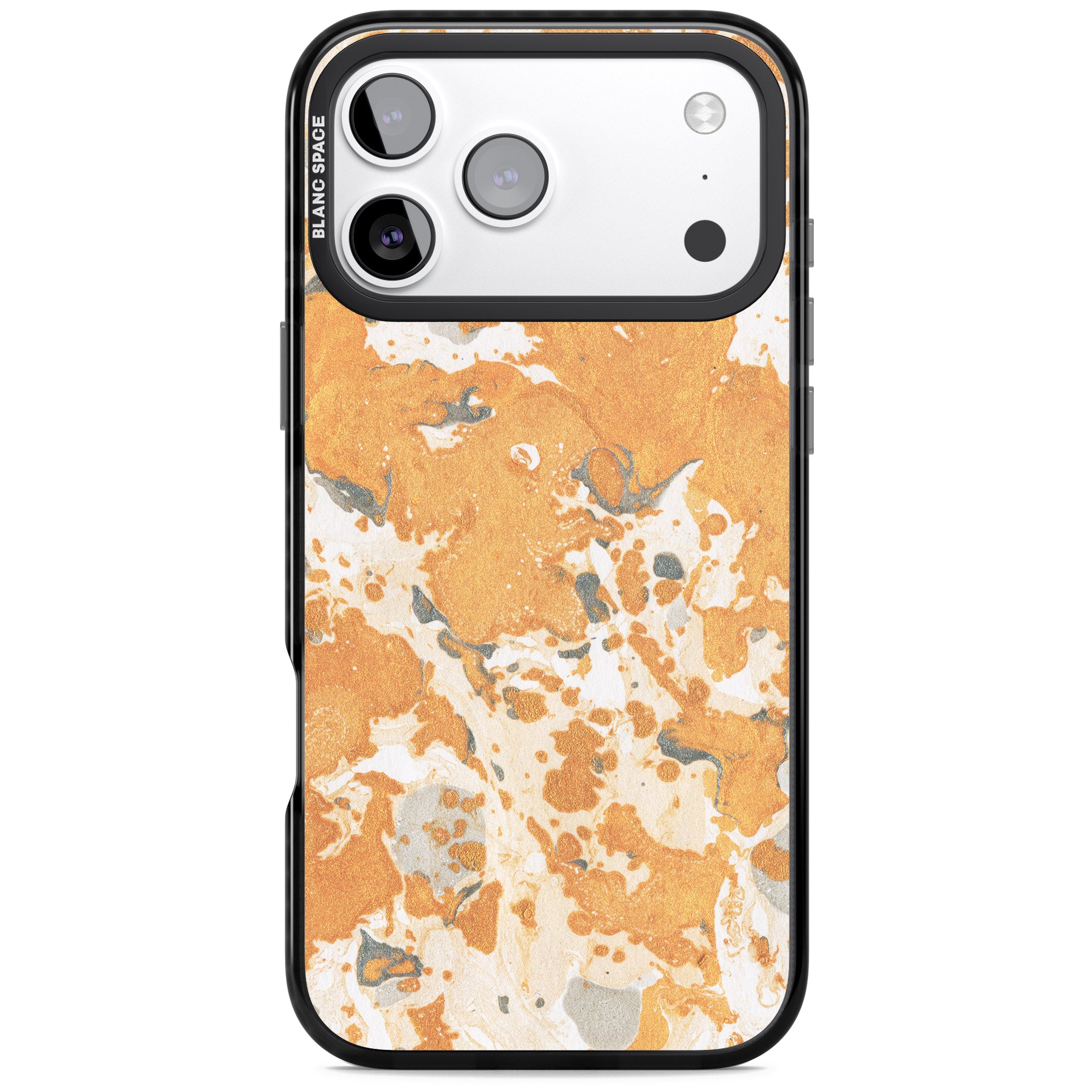 Orange Marbled iPhone 17 Pro Max Impact Pro Black Phone Case