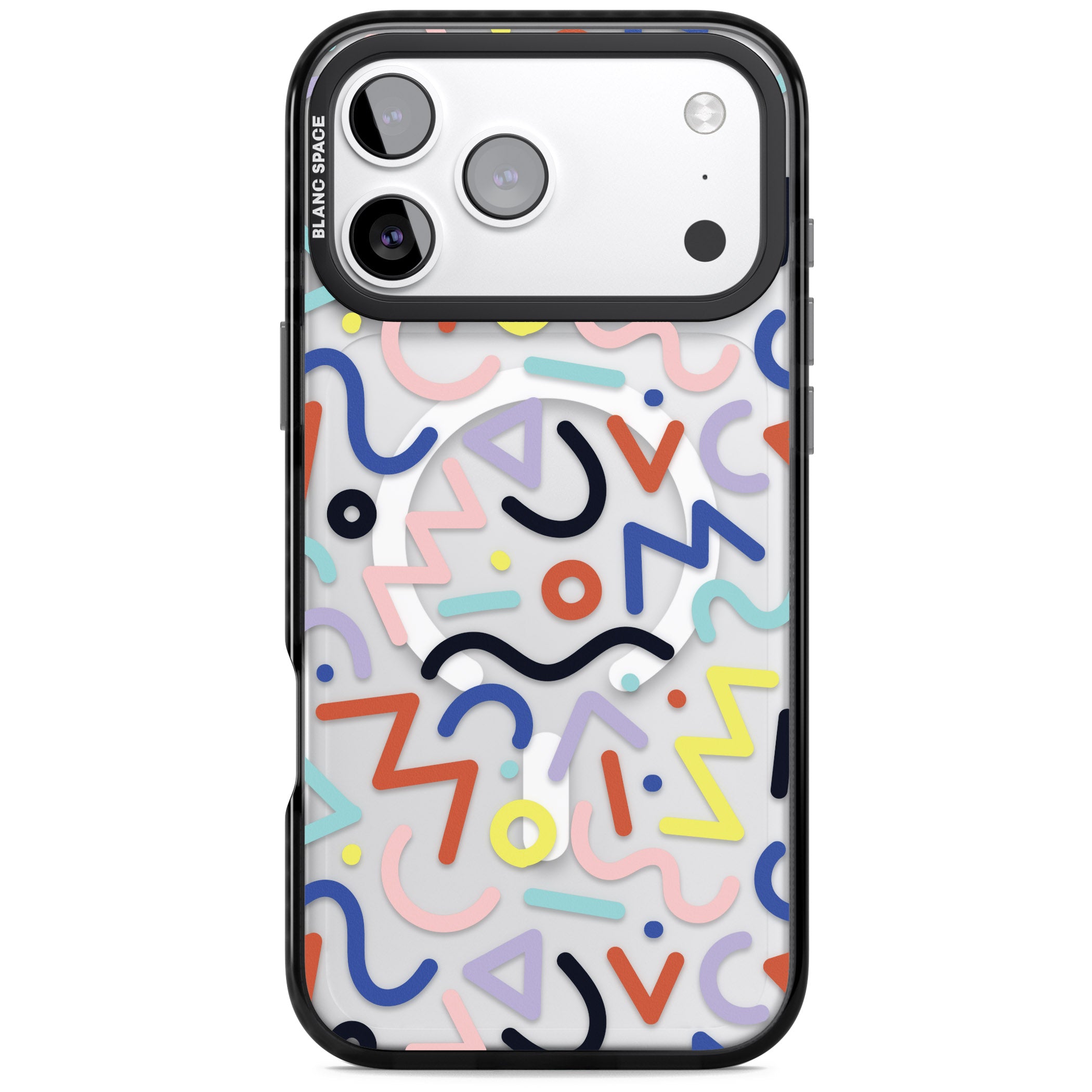 Memphis Retro Pattern iPhone 17 Pro Max Impact Pro Black Phone Case