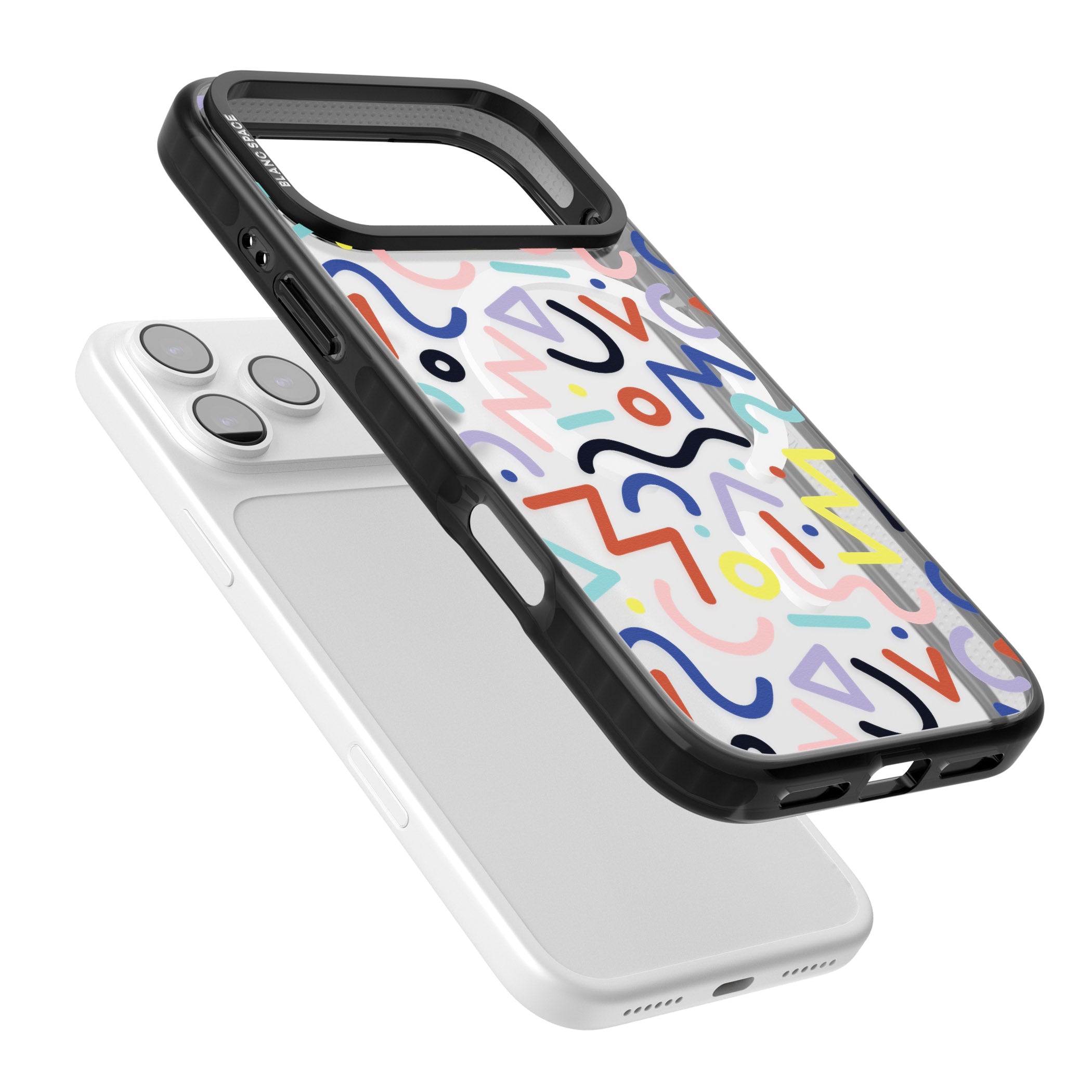 Memphis Retro Pattern iPhone 17 Pro Max Impact Pro Black Phone Case Colours
