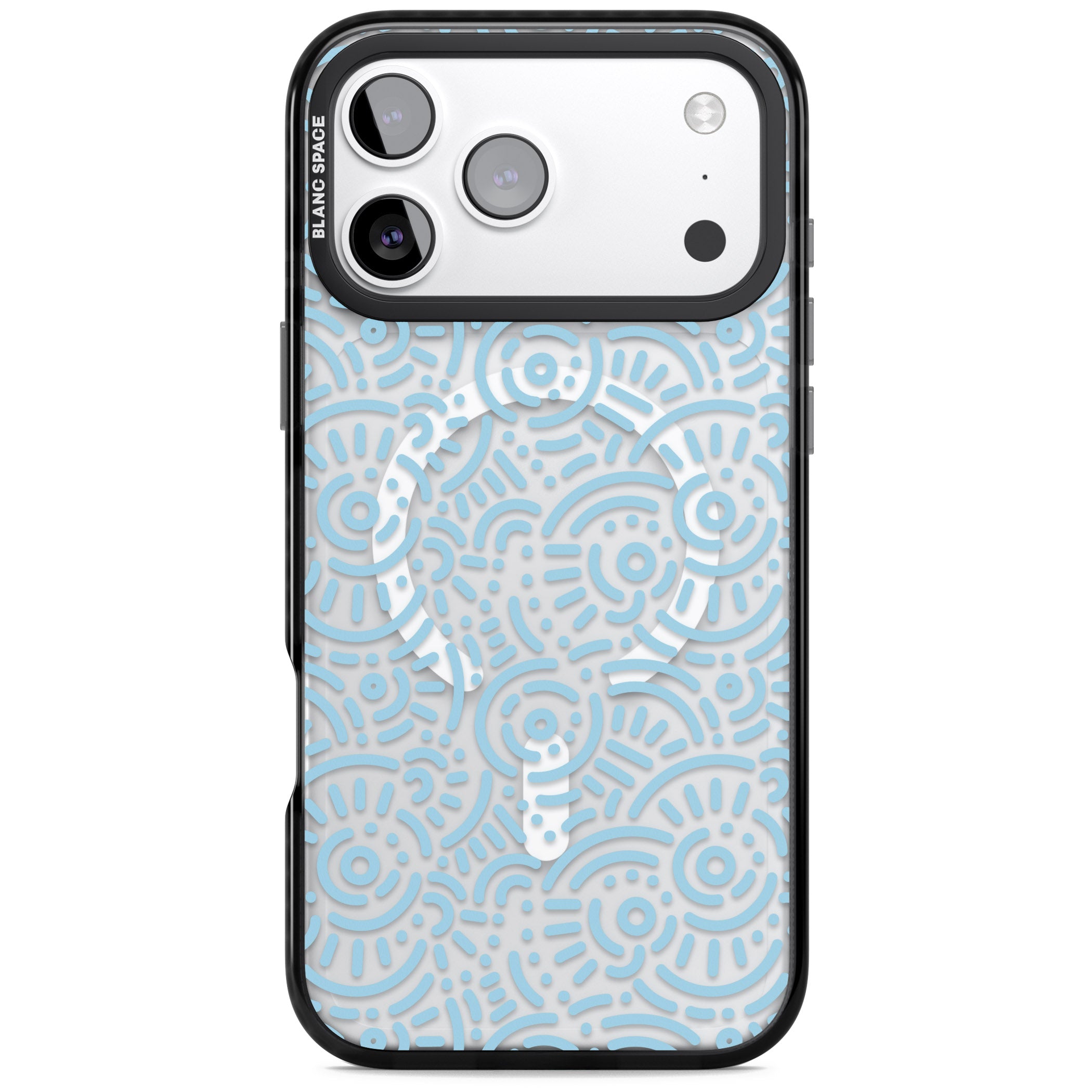 Light Blue Retro Pattern iPhone 17 Pro Max Impact Pro Black Phone Case