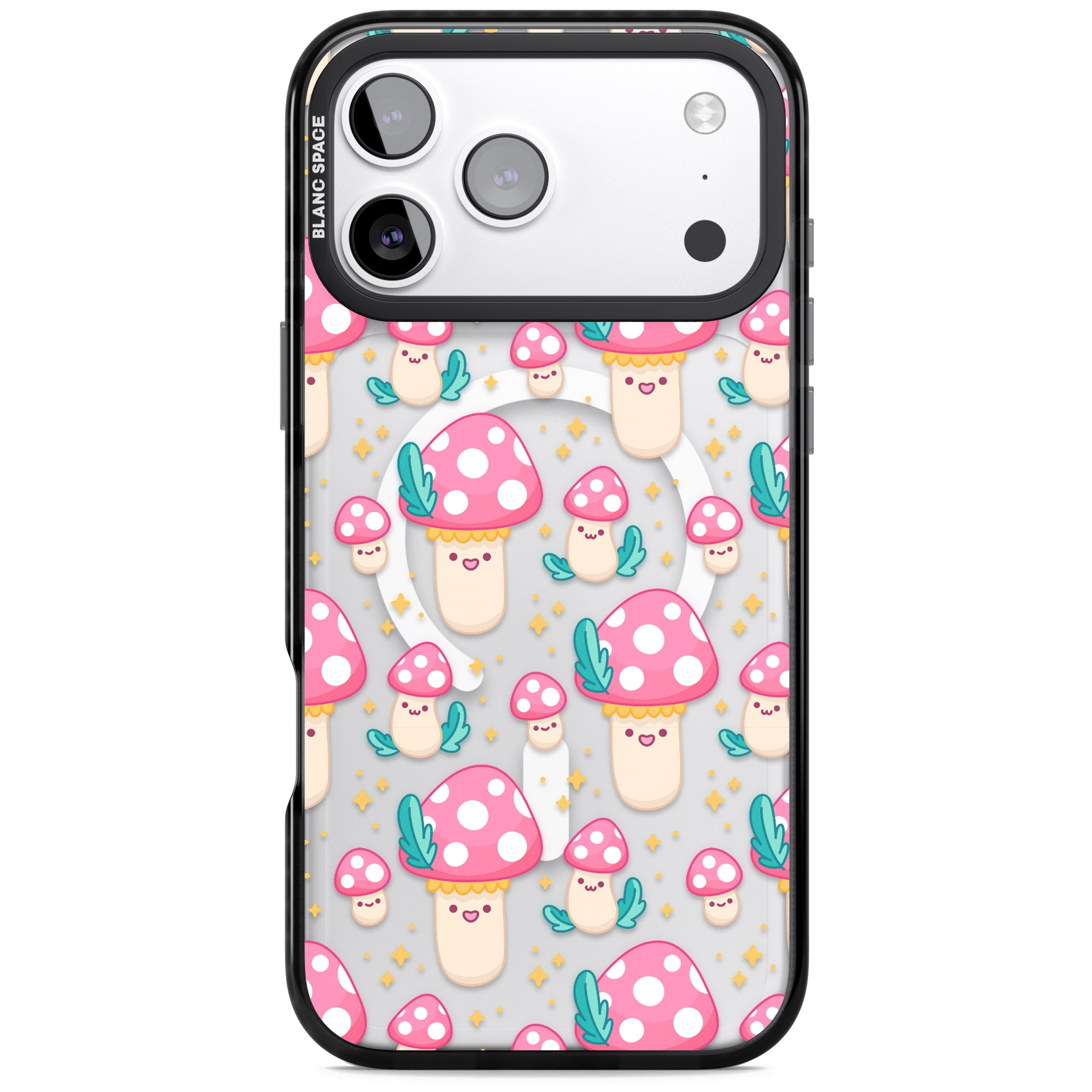 Cute Mushroom Pattern iPhone 17 Pro Max Impact Pro Black Phone Case