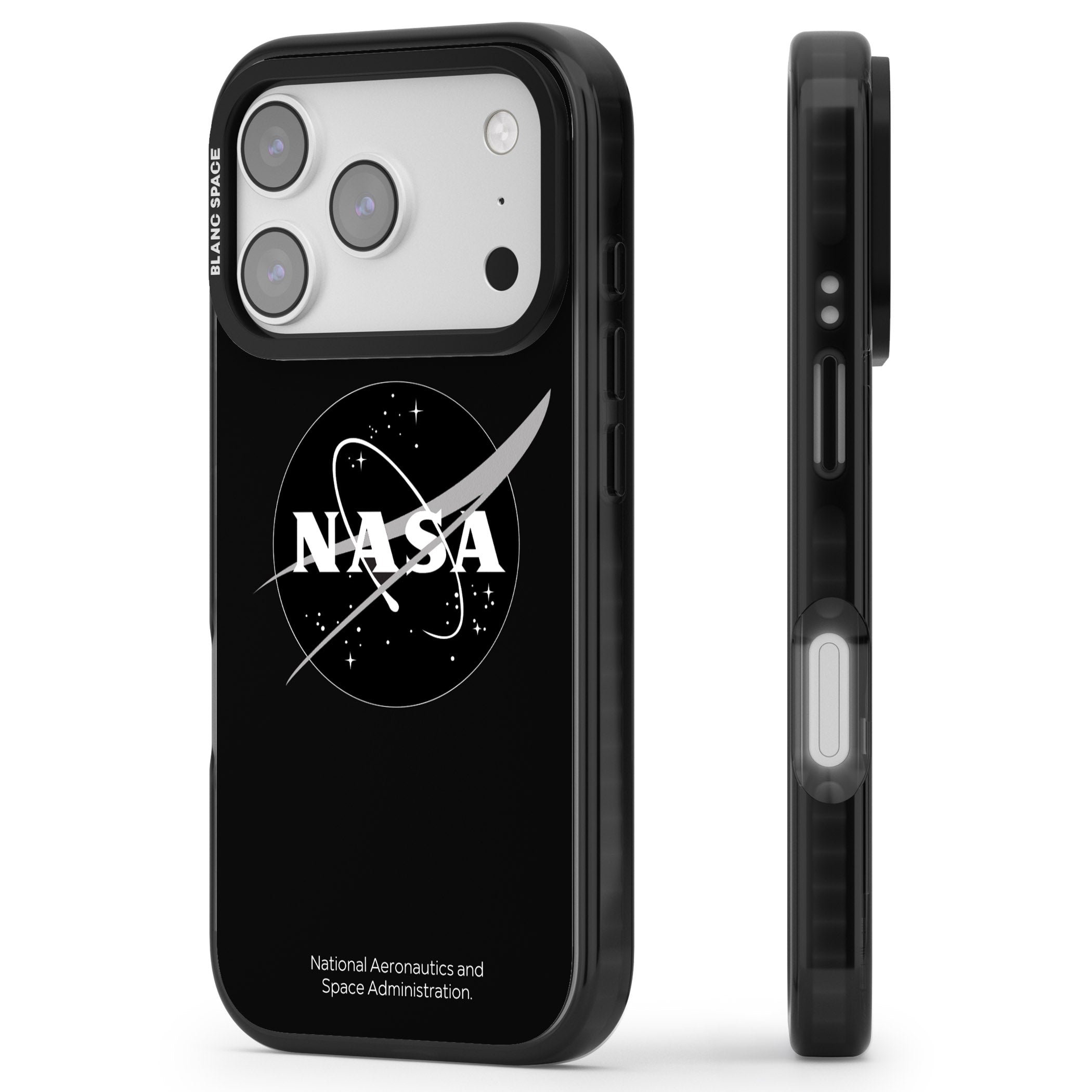 Dark Nasa Meatball iPhone 17 Pro Max Impact Pro Black Phone Case Side Profile