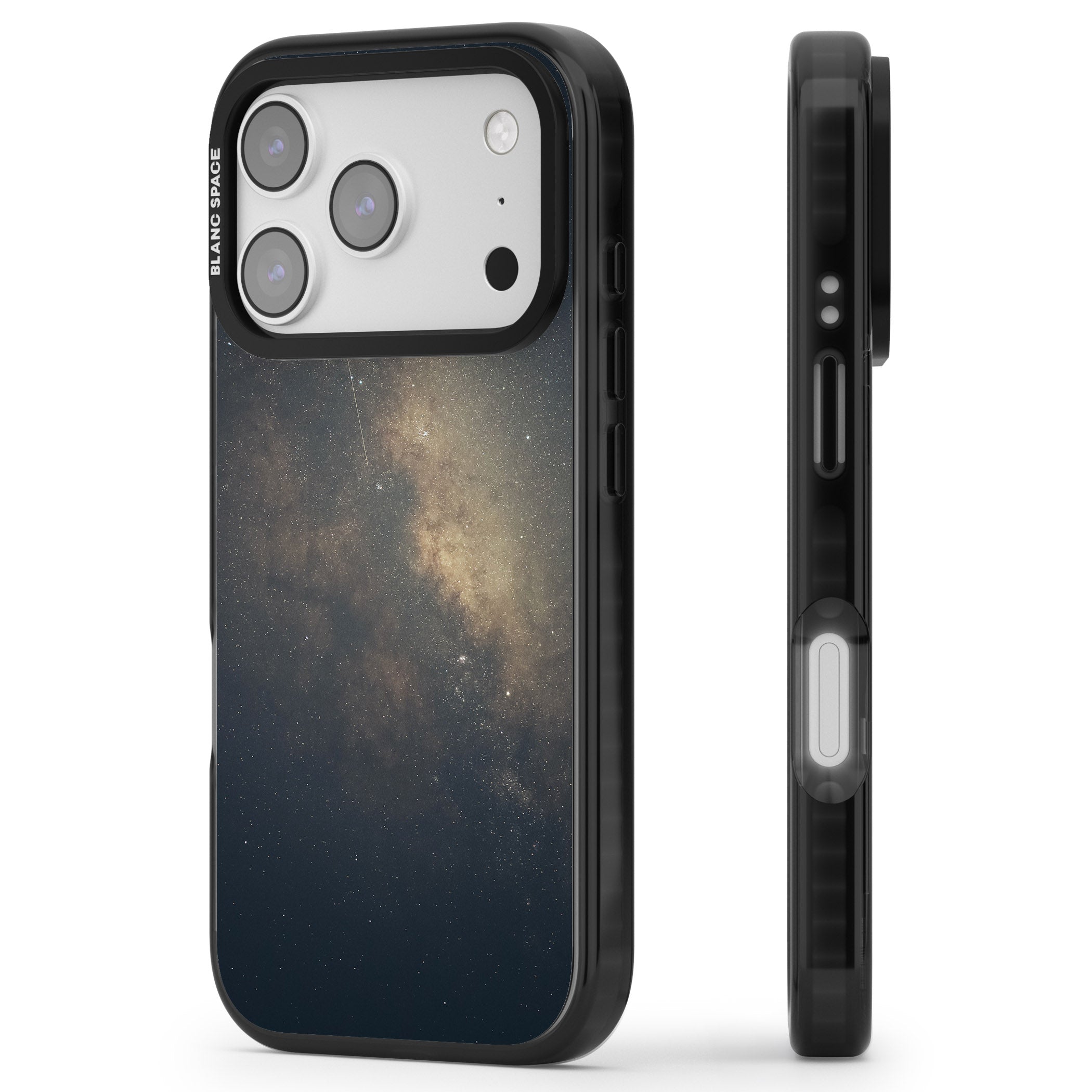 Cosmic Night Sky iPhone 17 Pro Max Impact Pro Black Phone Case Side Profile