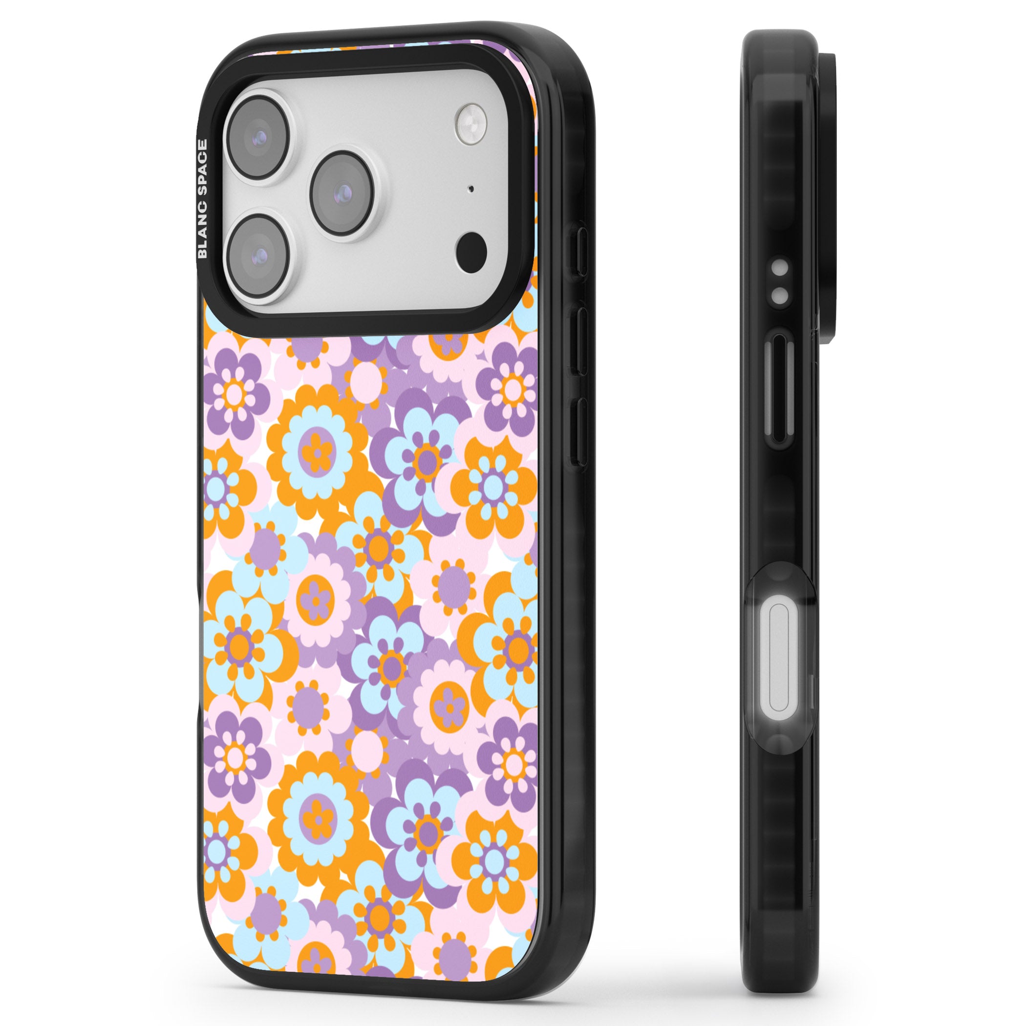 Flower Power Pattern iPhone 17 Pro Max Impact Pro Black Phone Case Side Profile