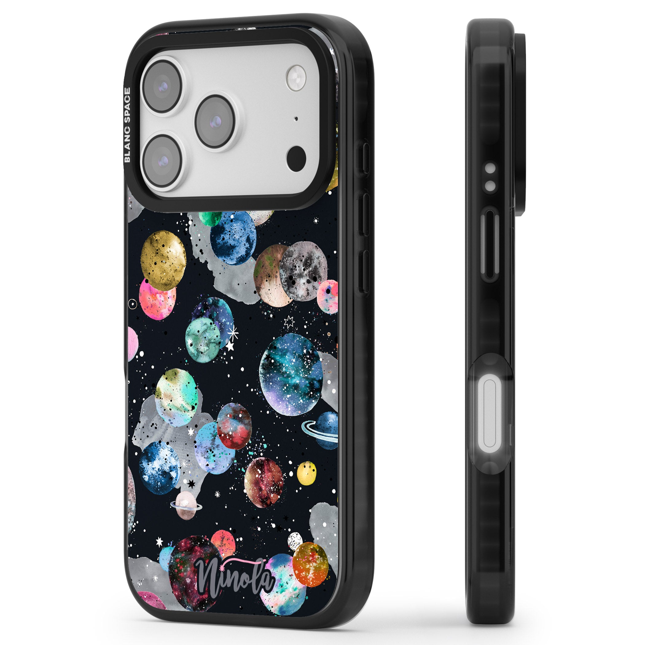 Cosmic Galaxy iPhone 17 Pro Max Impact Pro Black Phone Case Side Profile