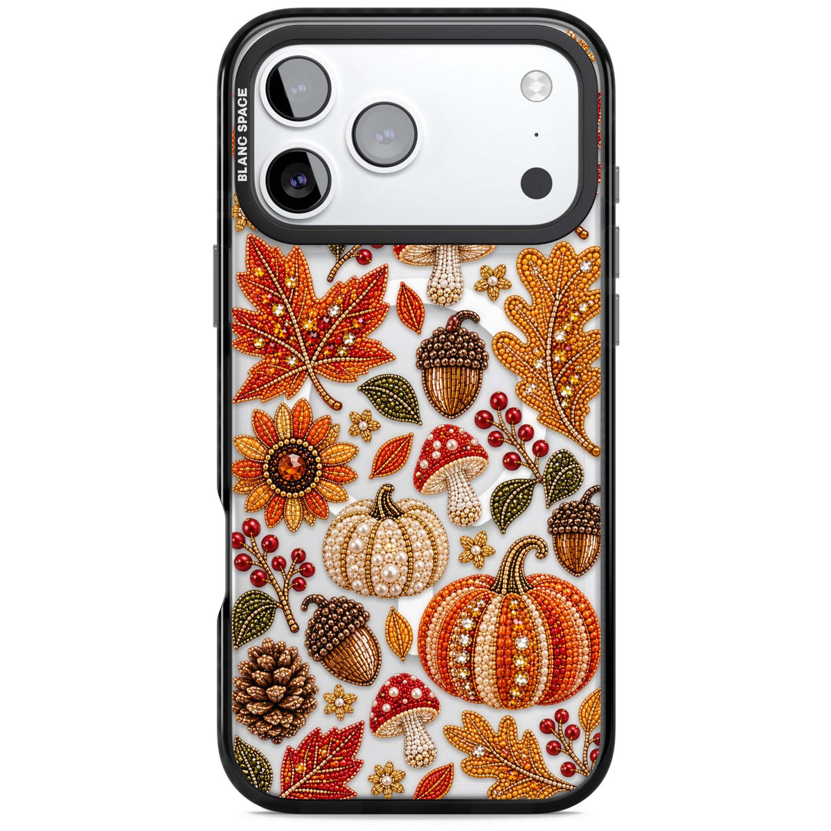 Beaded Autumn iPhone case | Black Impact Magsafe case for iPhone 17 Pro, iPhone 17 Pro Max