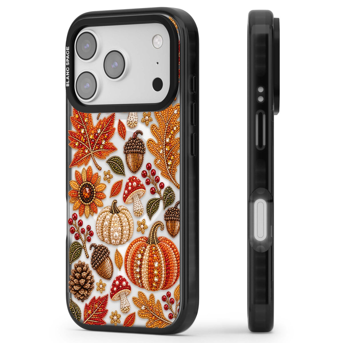 Beaded Autumn iPhone case | Black Impact Magsafe case for iPhone 17 Pro, iPhone 17 Pro Max