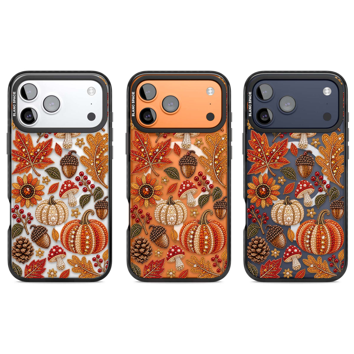 Beaded Autumn iPhone case | Black Impact Magsafe case for iPhone 17 Pro, iPhone 17 Pro Max