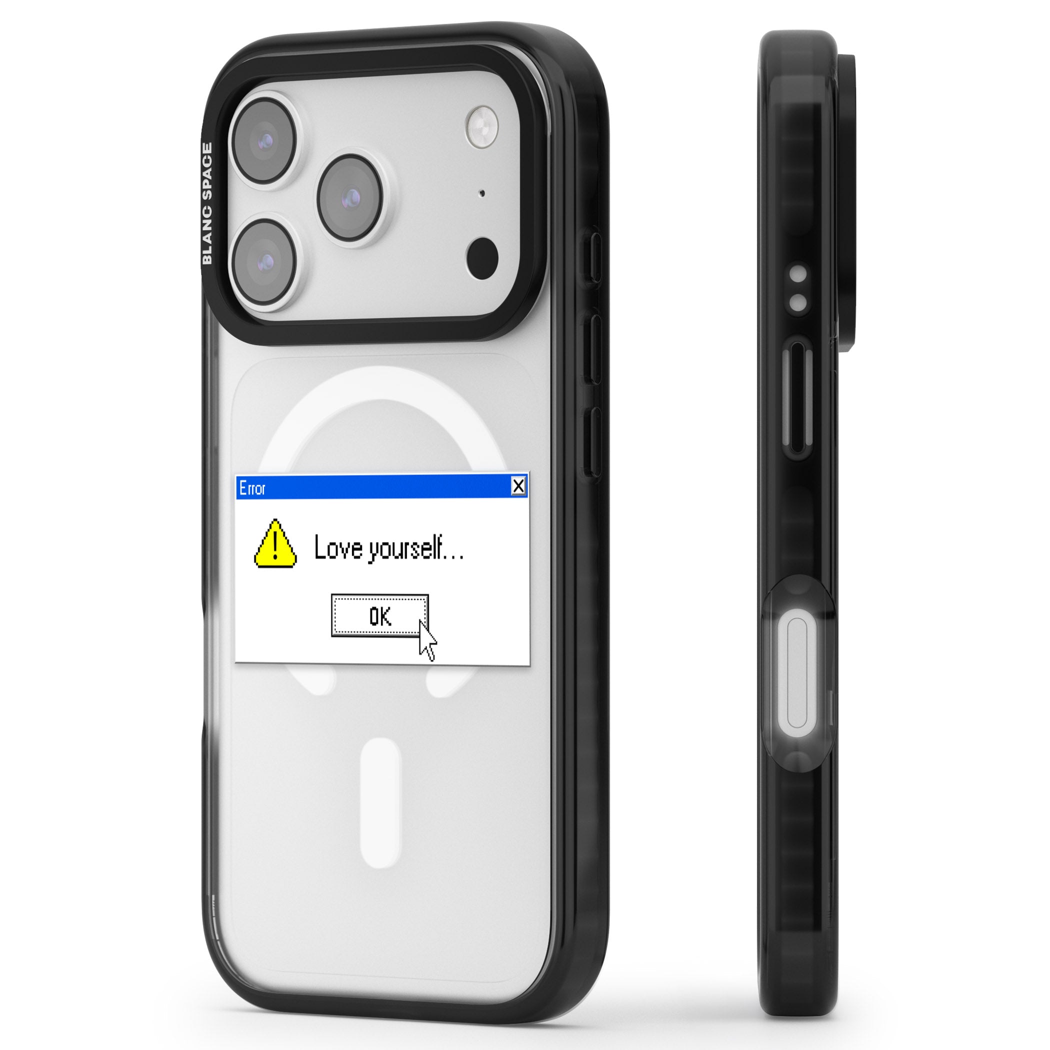 Love Yourself Exe iPhone 17 Pro Max Impact Pro Black Phone Case Side Profile